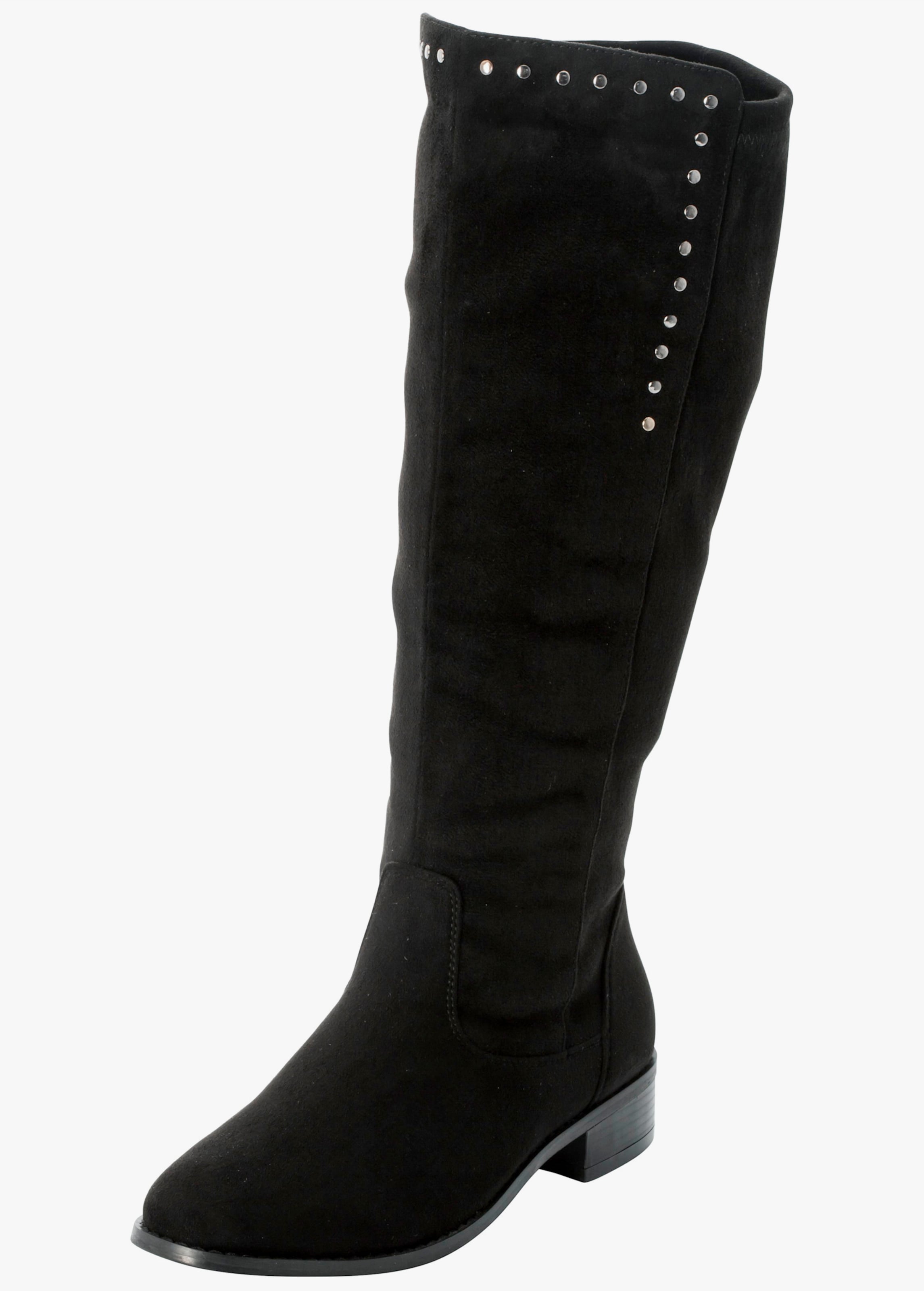 Weitschaftstiefel mit Nietenverzierung