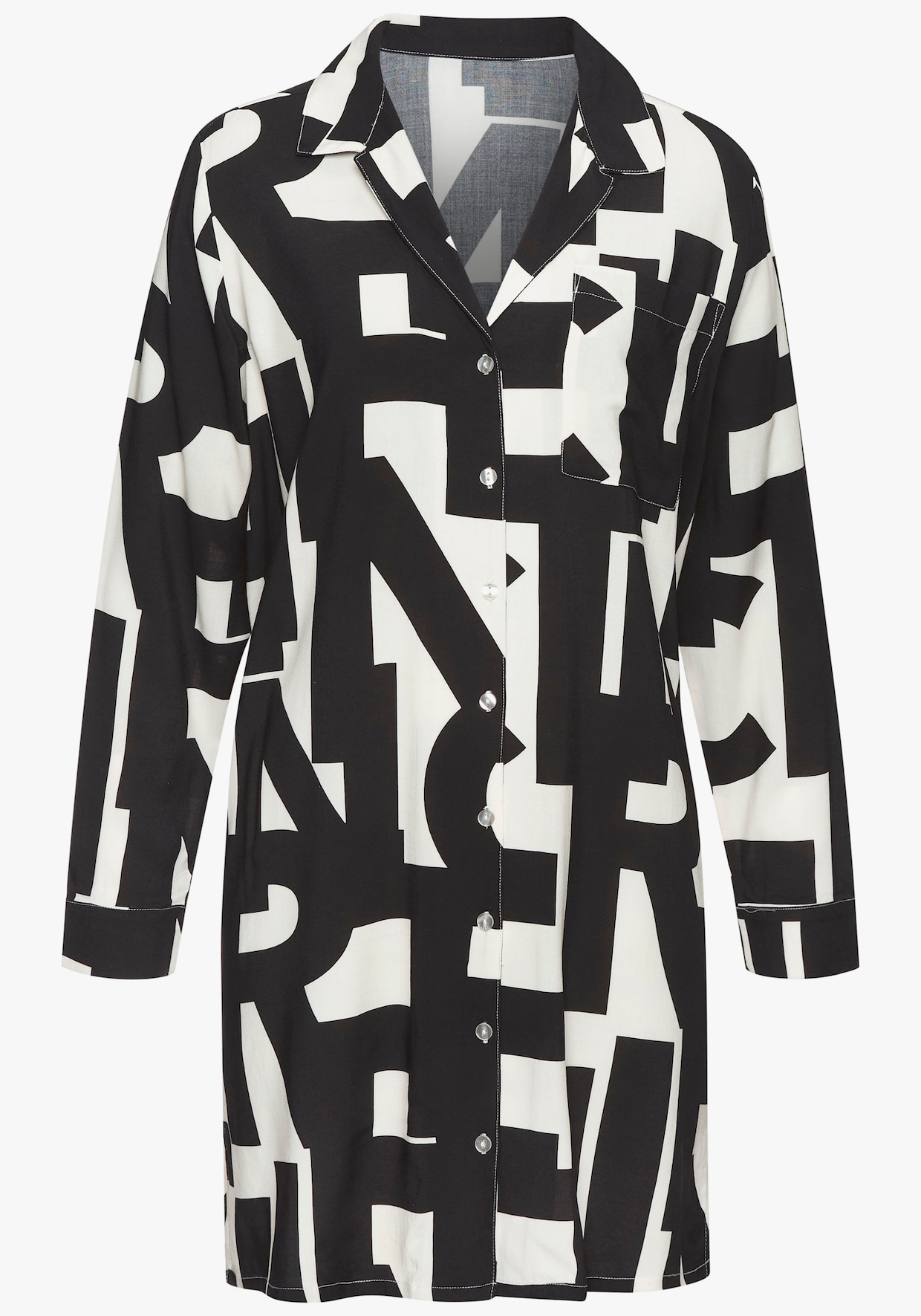 Chemise de nuit - noir-blanc à motifs