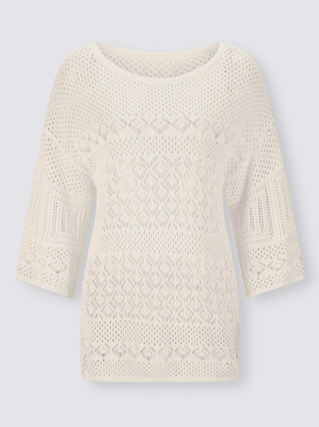 Linea Tesini Ajour-Pullover - weiß