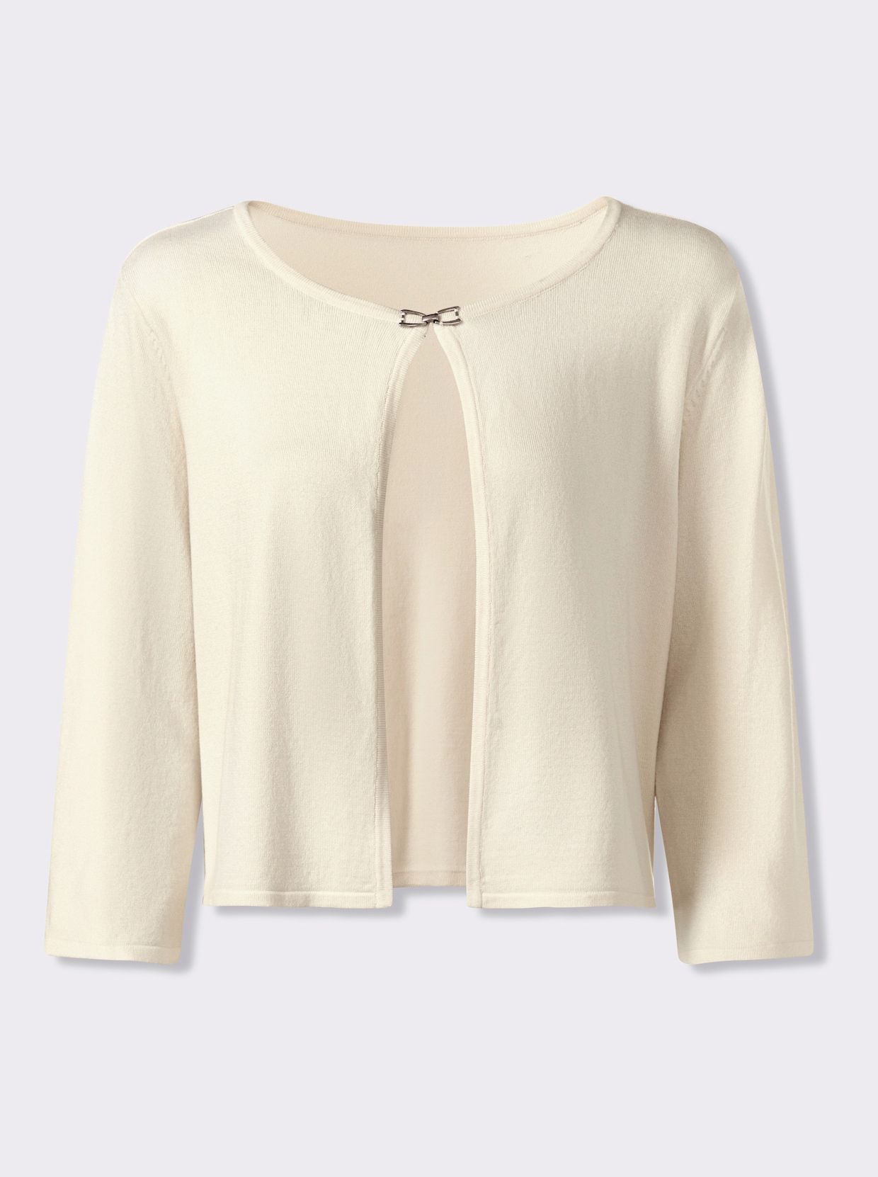 Feinstrickjacke mit Rundhals-Ausschnitt - champagner