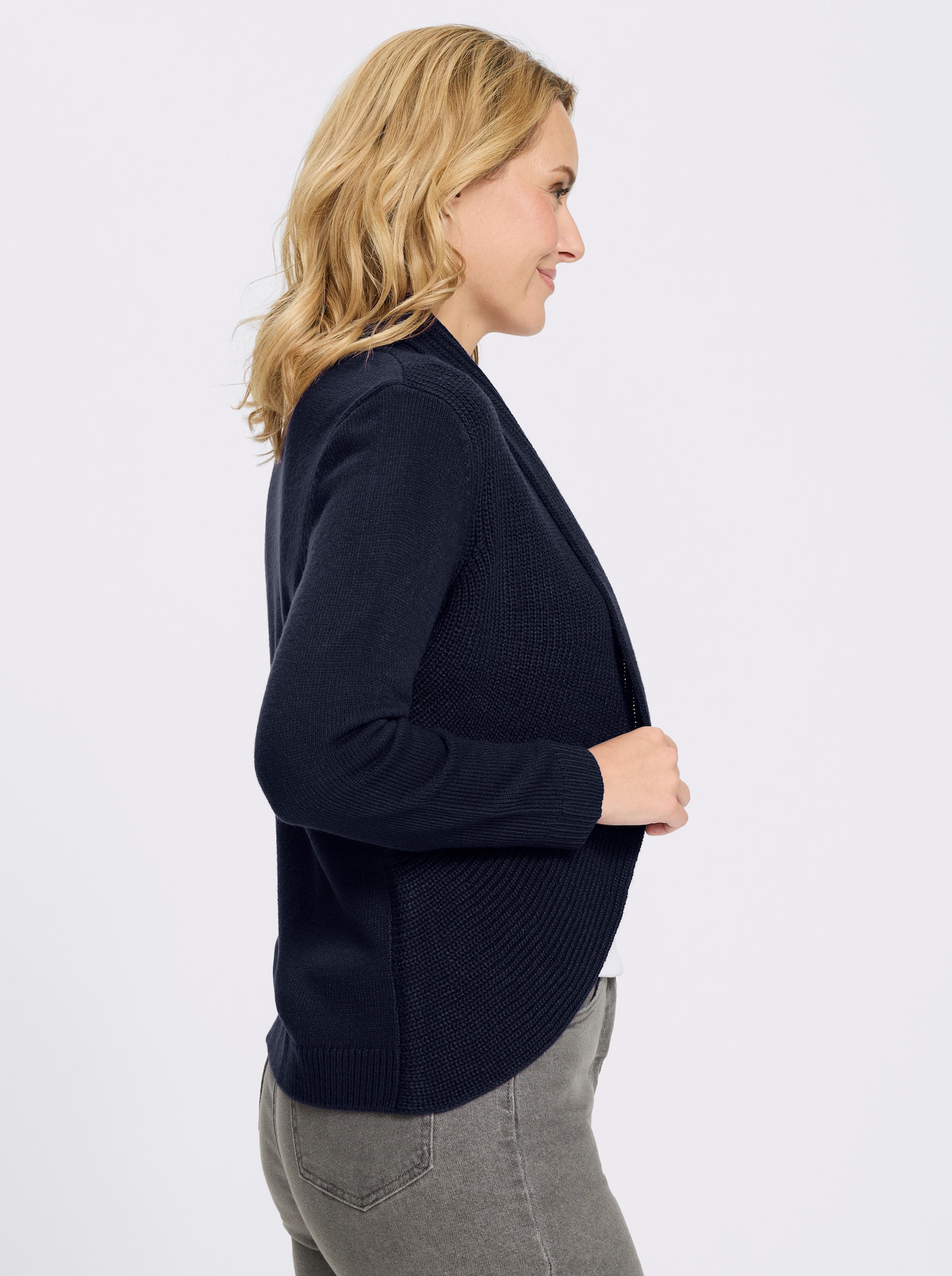 Strickjacke mit Schalkragen - marine