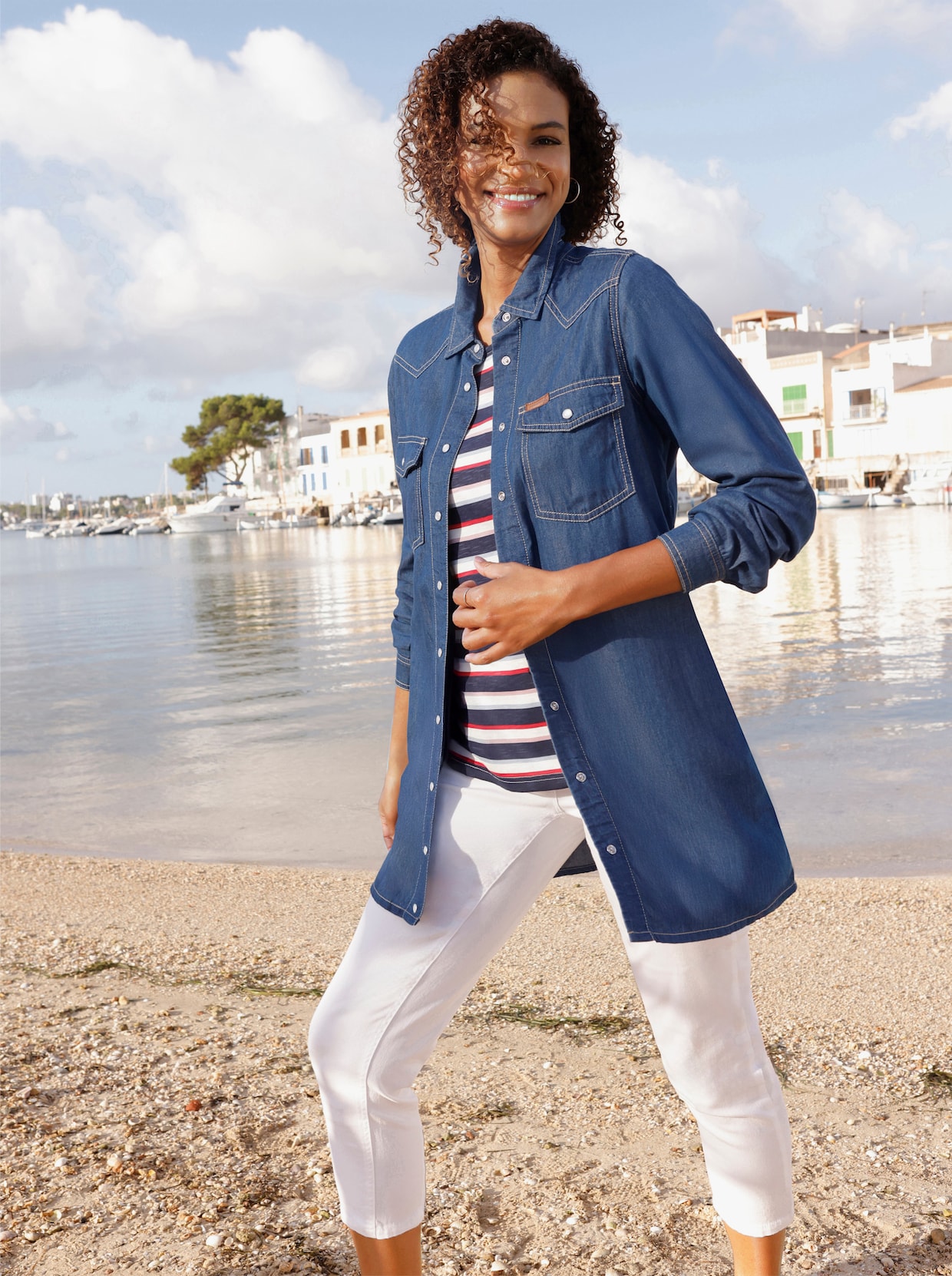 Jeansbluse - blue-stone-washed
