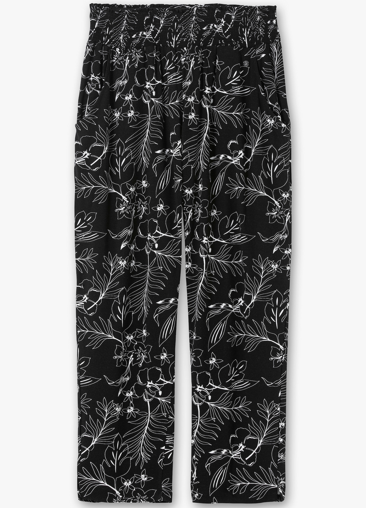sheego Pantalon - noir à motifs