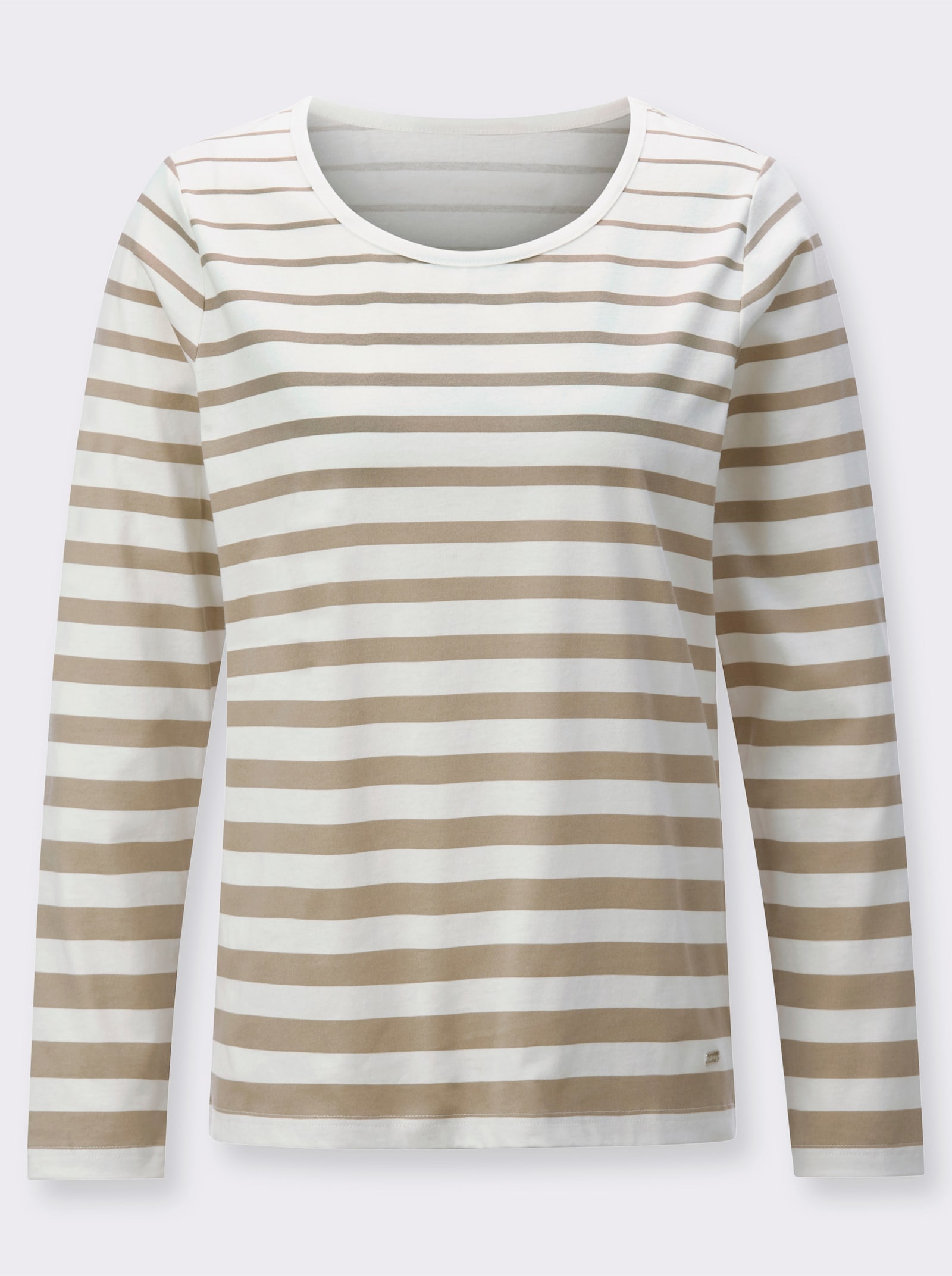 Ringelshirt mit Rundhals-Ausschnitt - sesam-ecru-geringelt