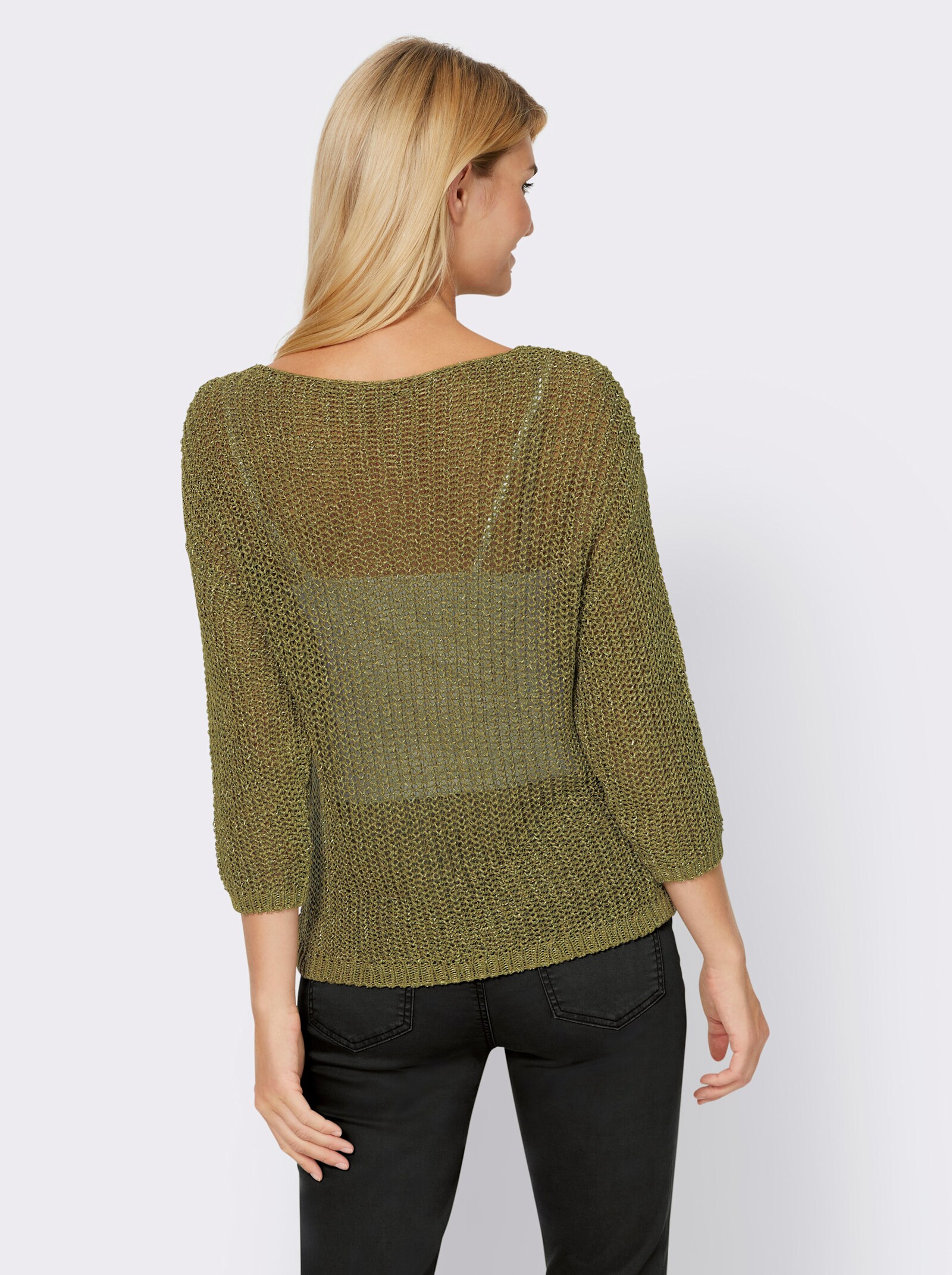 heine 3/4 Arm-Pullover aus Bändchengarn - khaki