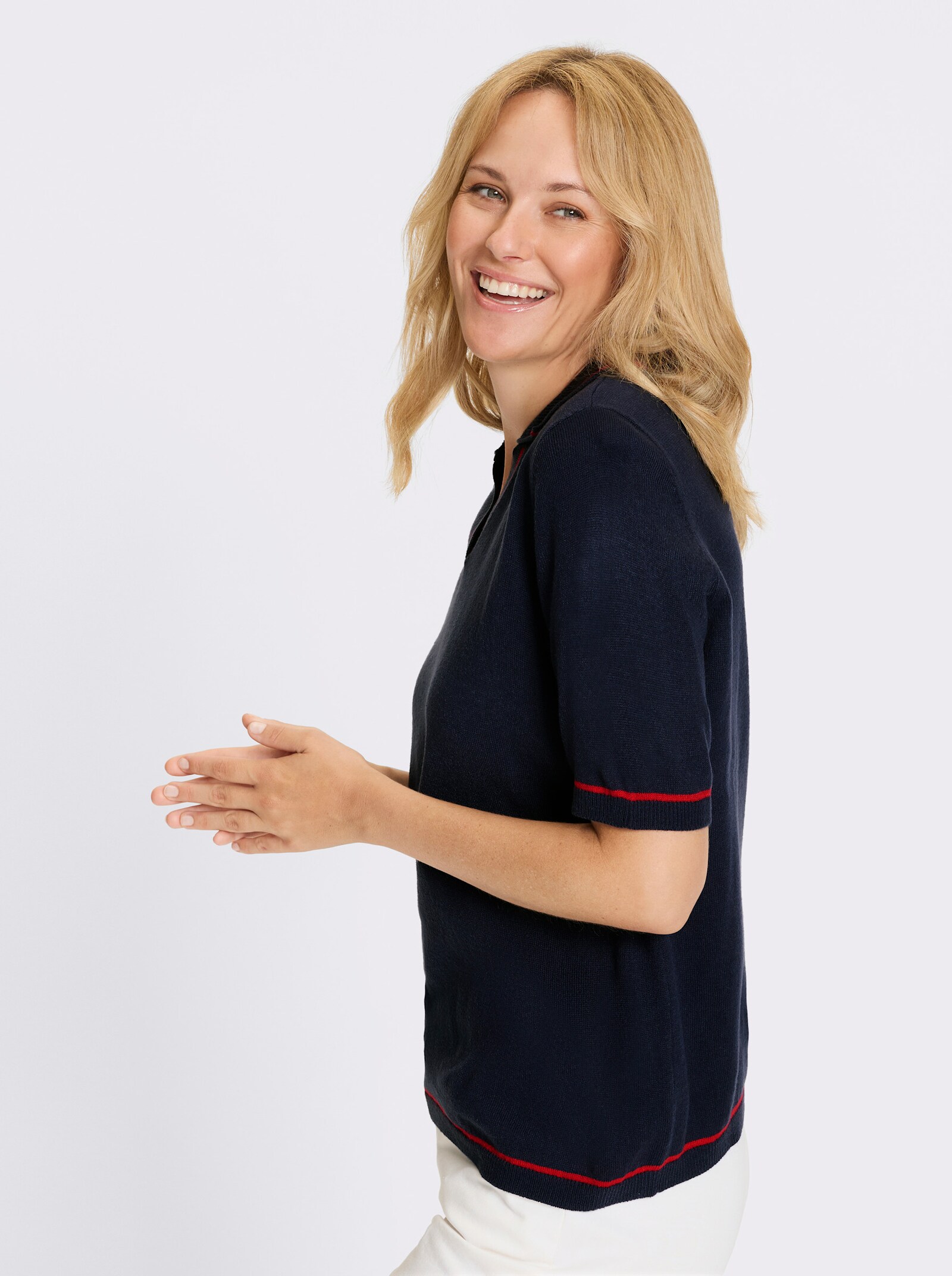 Polopullover mit Kontrast-Akzenten - marine