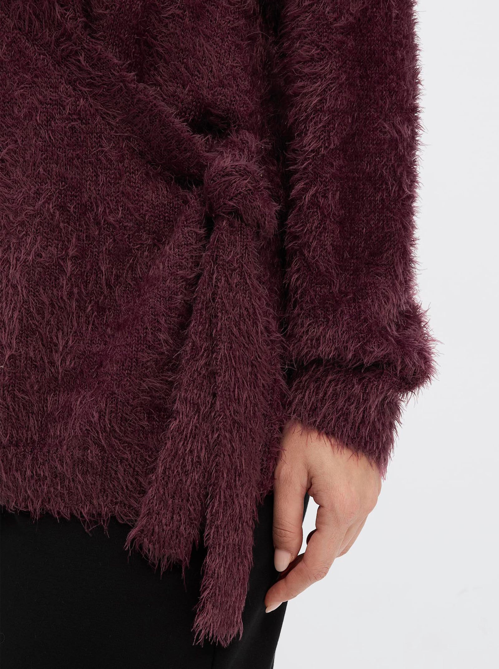 sheego Wickelpullover mit Flauschgarn - burgund