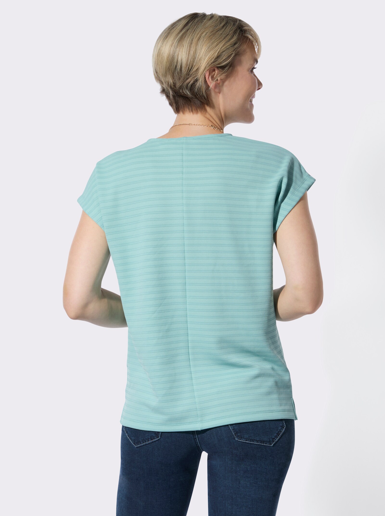Rundhalsshirt mit Jacquardmuster - mint