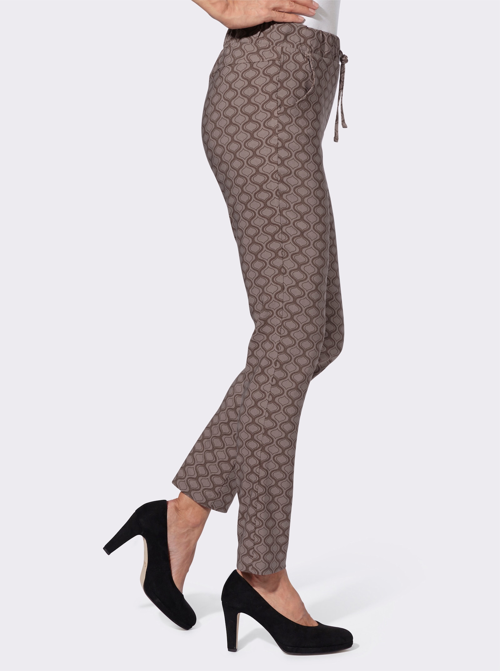 Bengalinhose im Grafik-Dessin - dunkeltaupe-schoko-bedruckt