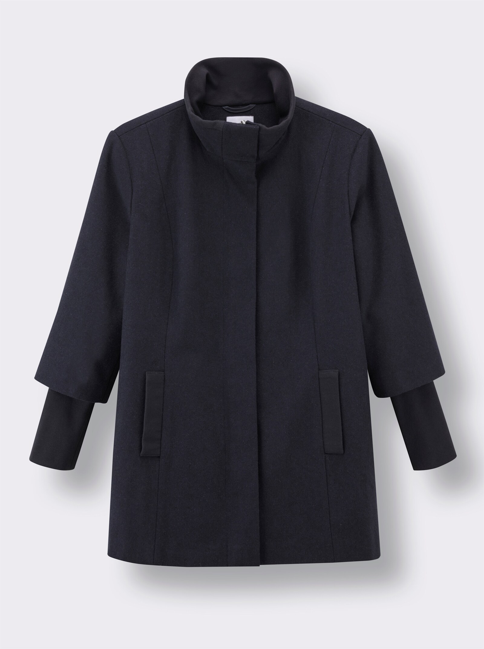 sheego Wolljacke mit Rippstrick-Ärmelbündchen - tiefblau