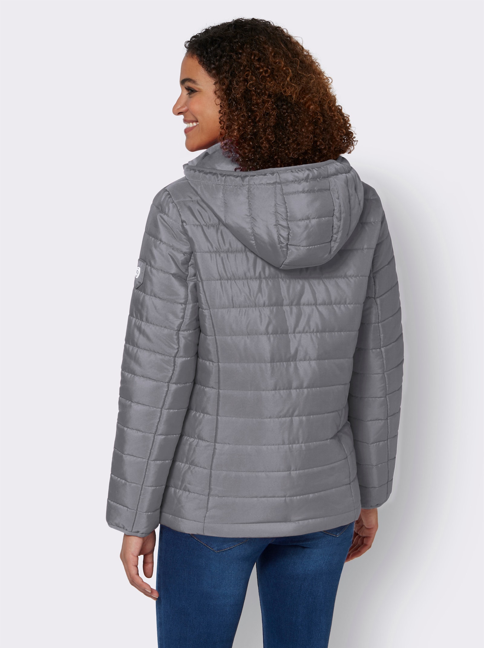 Steppjacke mit kontrastfarbenen Akzenten - grau