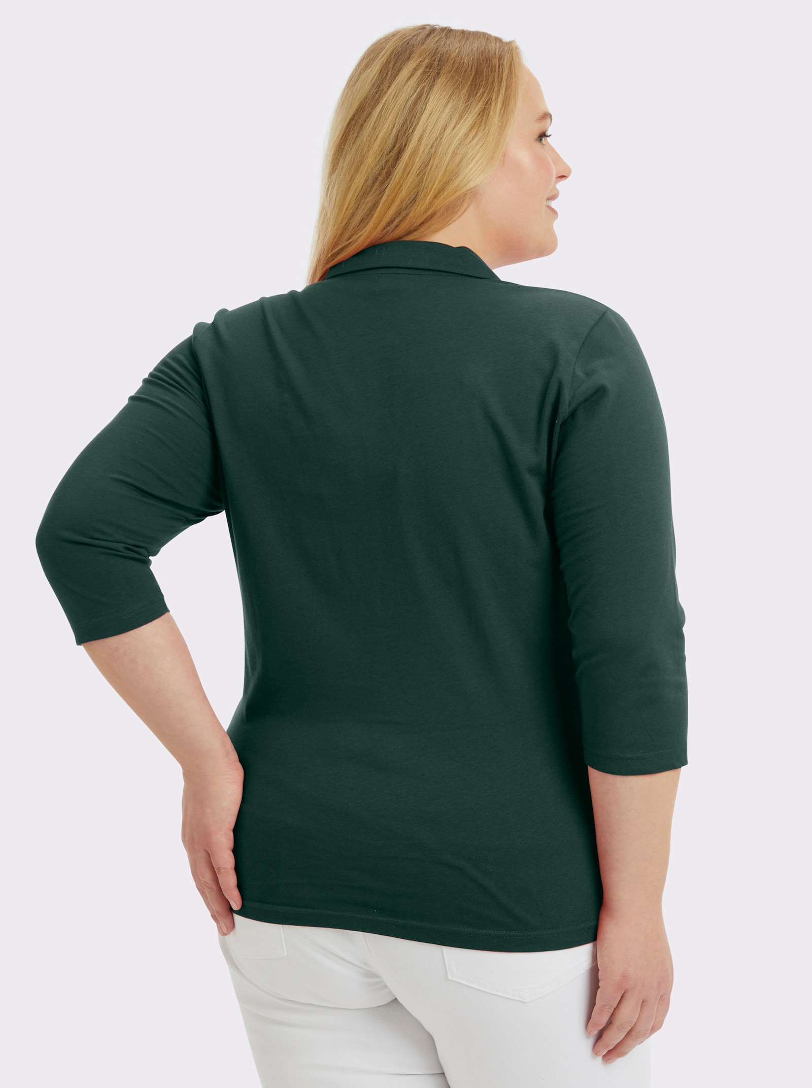 Poloshirt mit langer Knopfleiste - tannengrün