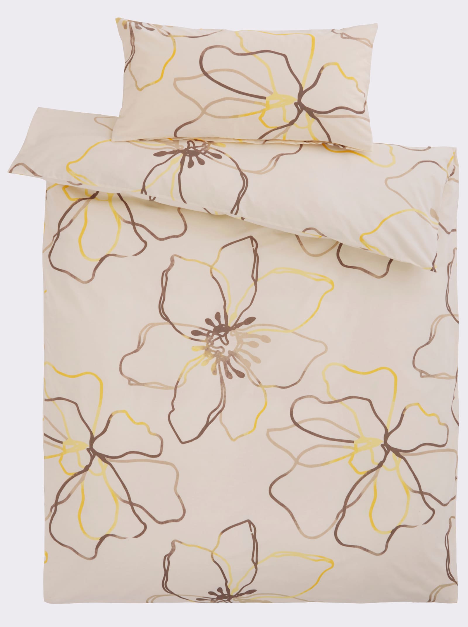 heine home Bettwäsche mit Blumenmuster - champagner-beige-bedruckt