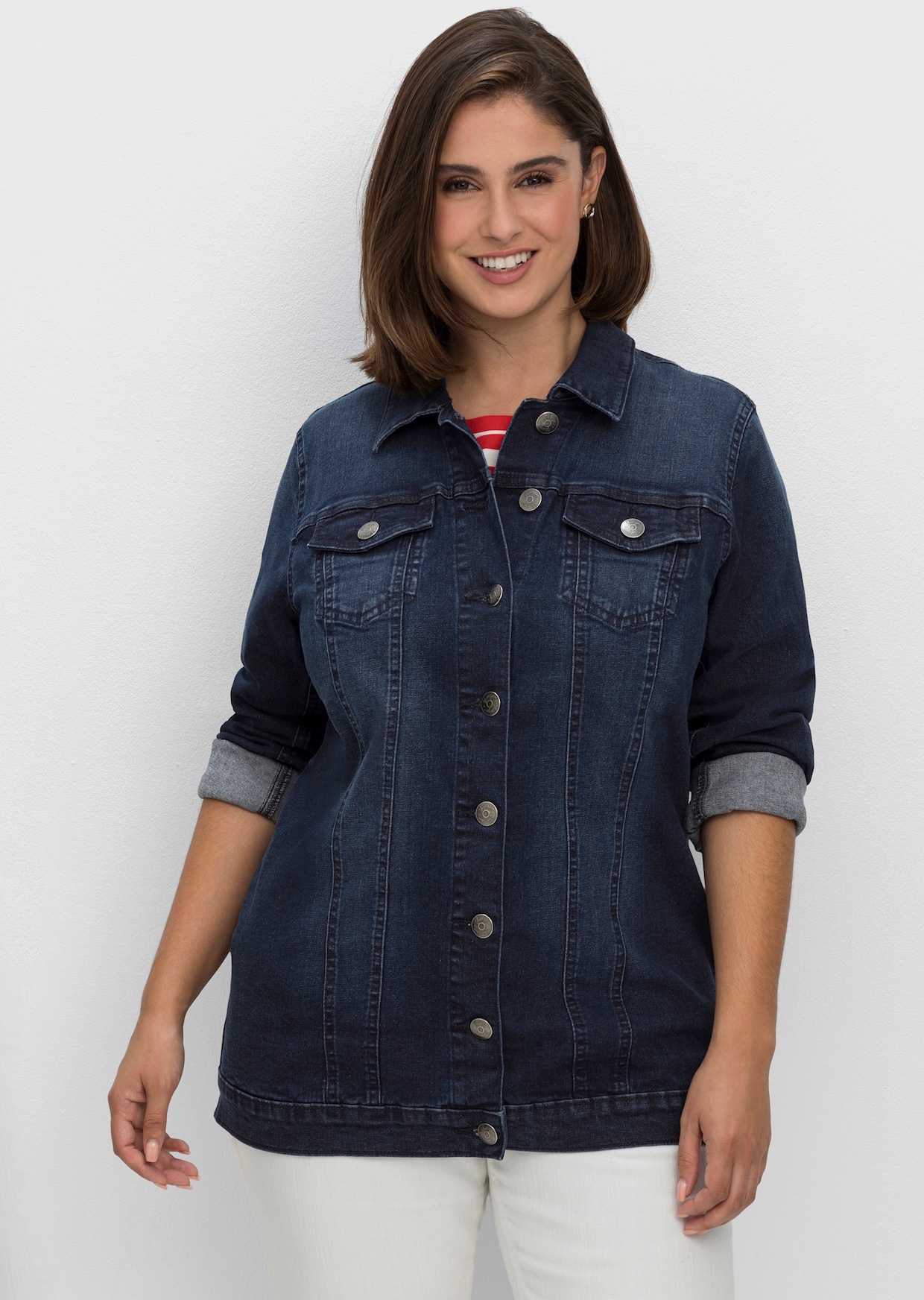 sheego Jeansjack - dark blue denim
