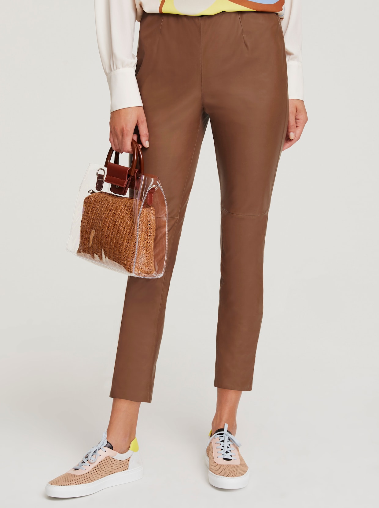 heine Leder-Leggings - cognac