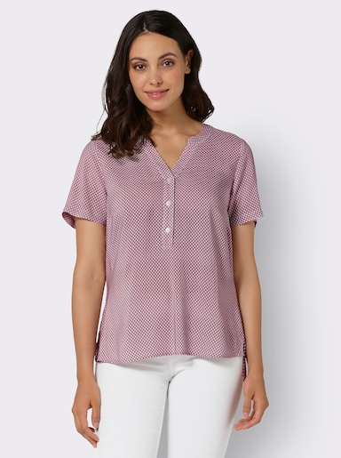 Schlupfbluse im Minimaldessin, aus Viskose - hortensie-beere-bedruckt