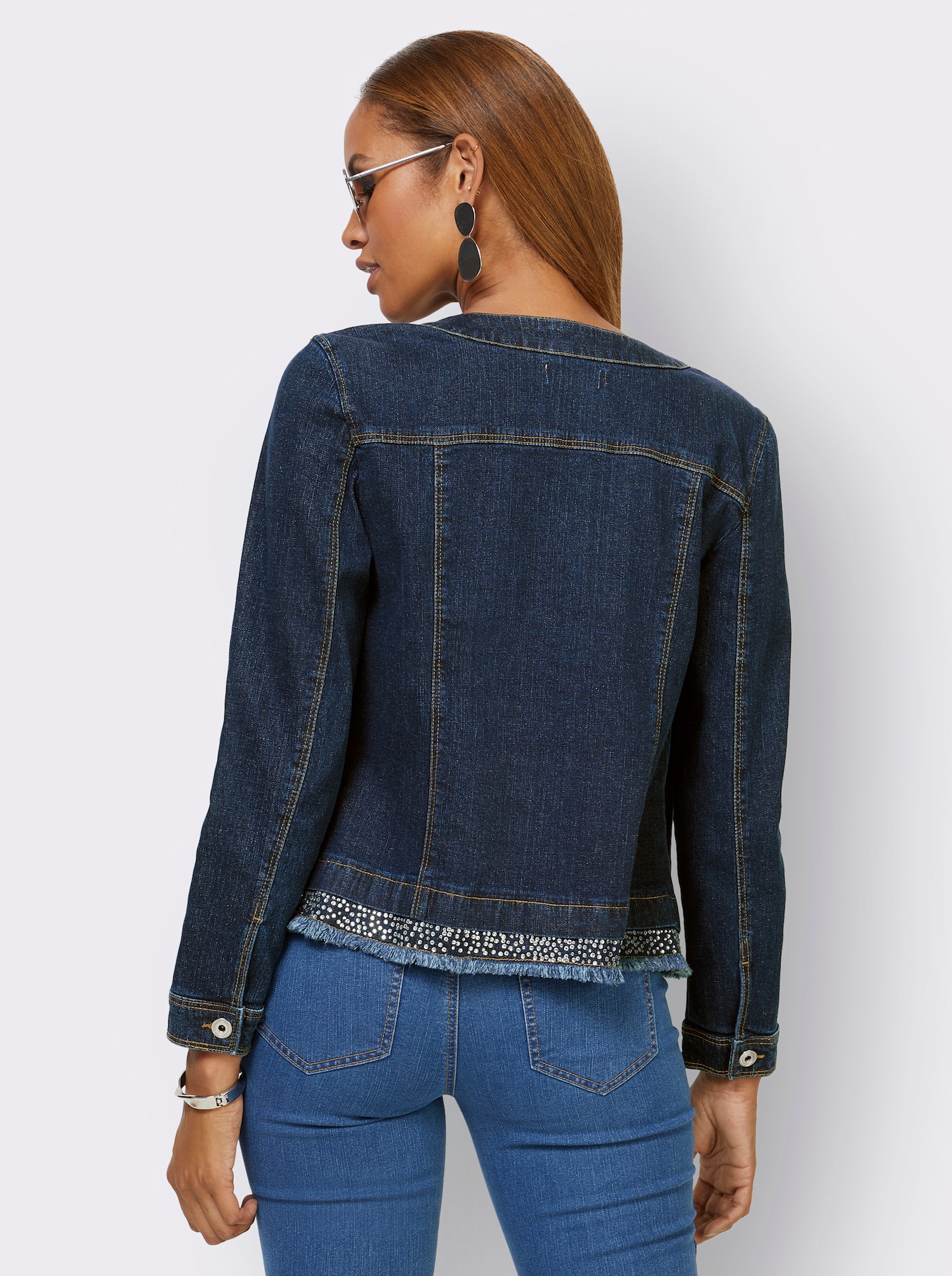 Jeansblazer mit Fransenkanten - dark blue
