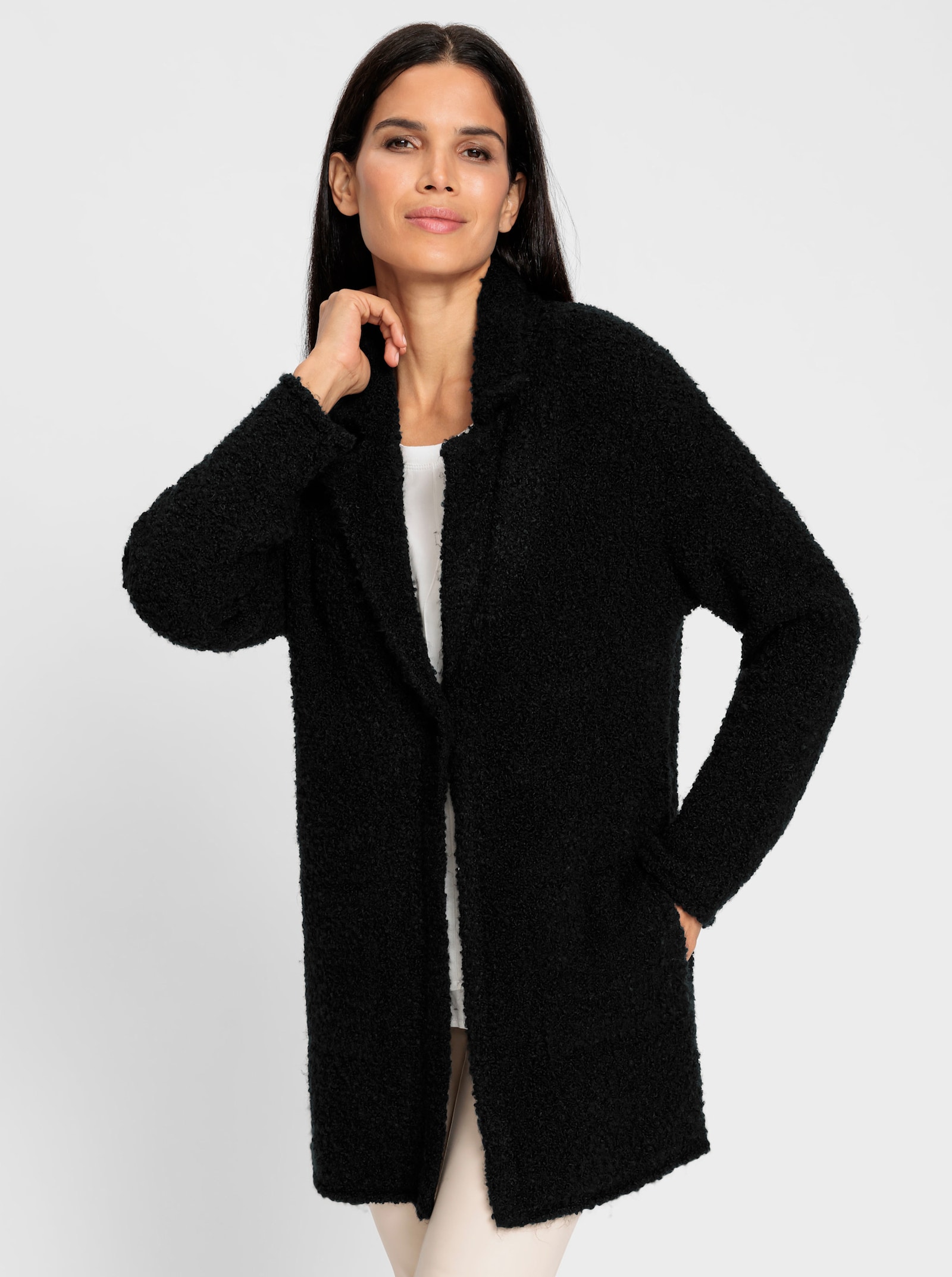 heine Lang vest met 2 zakken - zwart