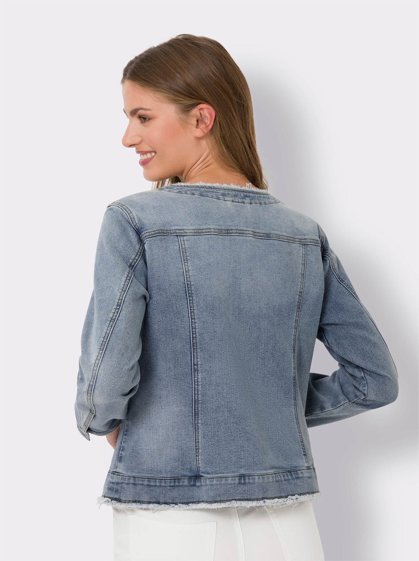 heine Jeansjacke mit Fransenkanten - blue-bleached