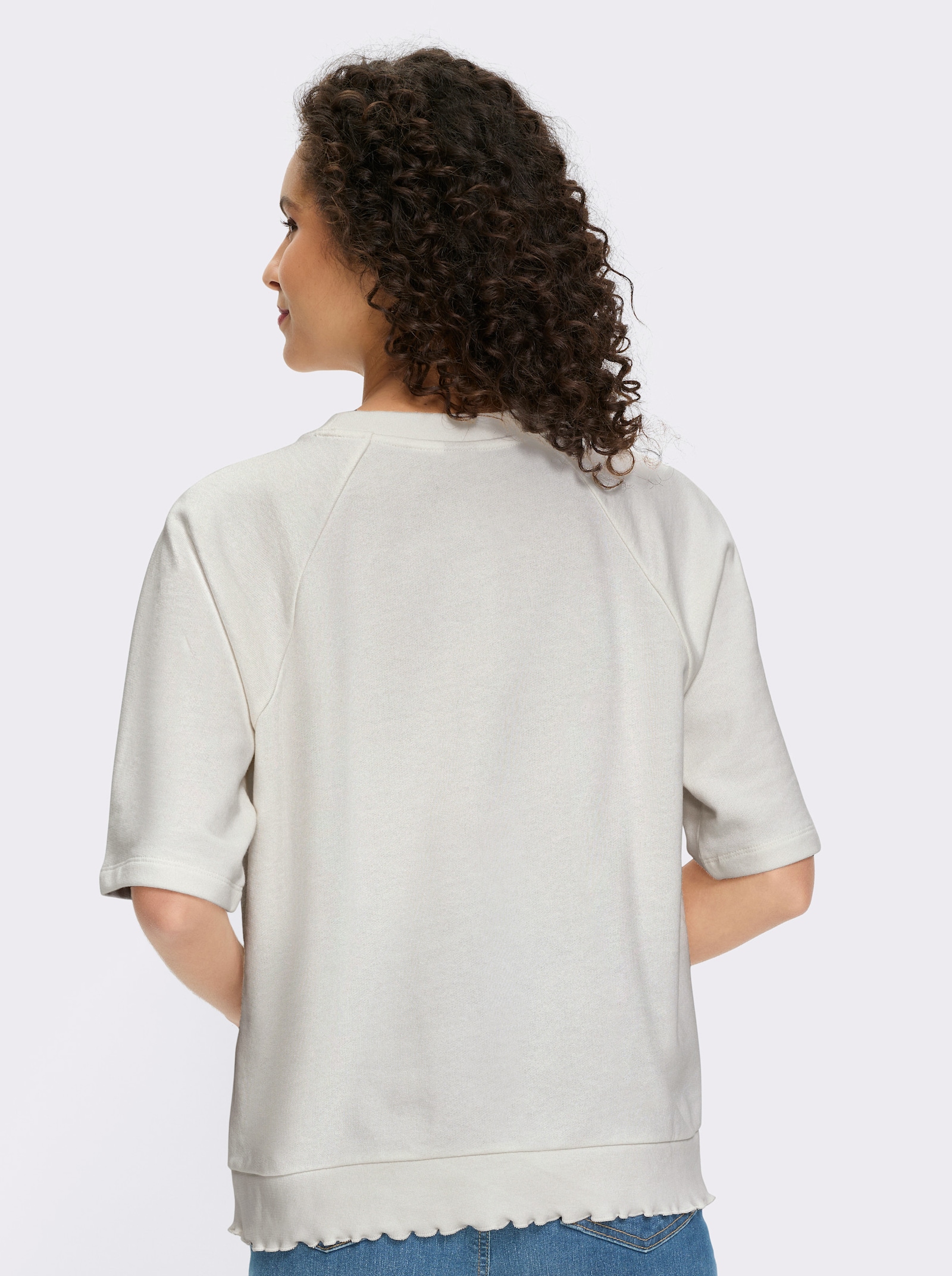 heine Sweatshirt mit Rüschensaum - ecru