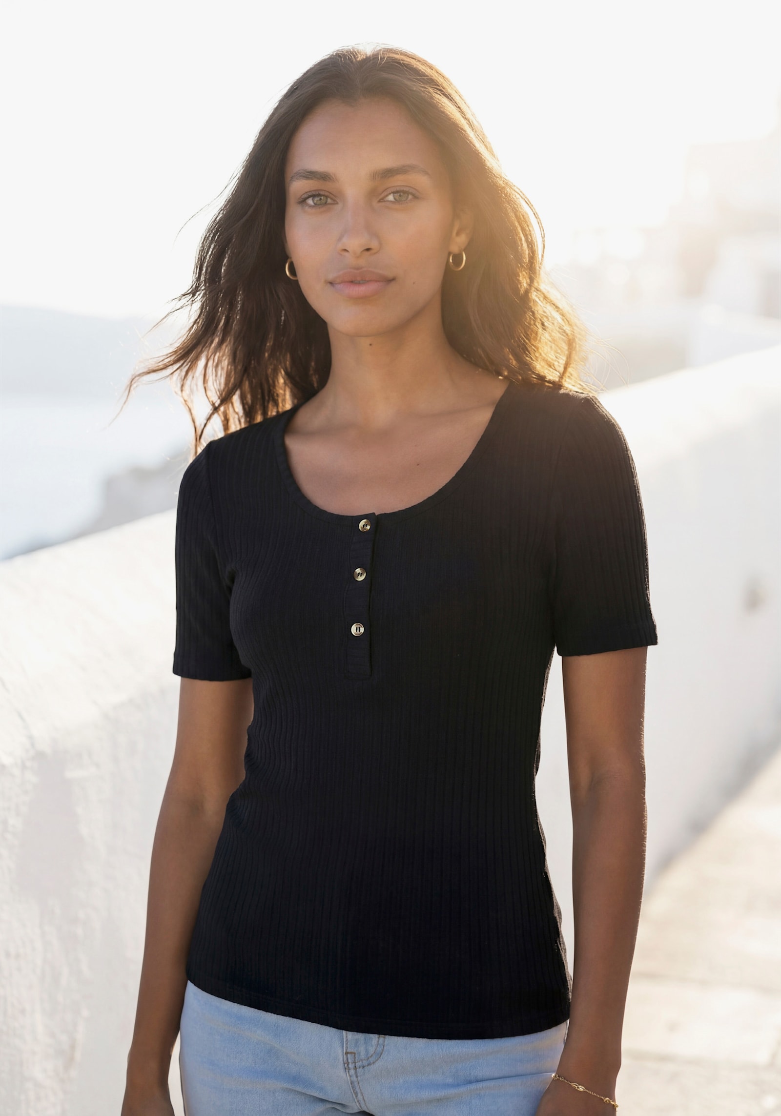 LASCANA T-Shirt - schwarz