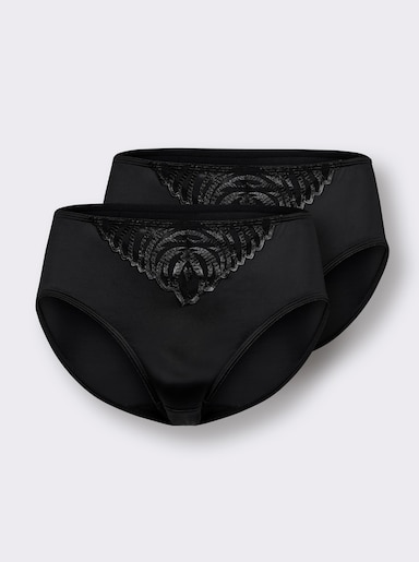 wäschepur Jazzpants mit Spitzeneinsatz vorne - 2x schwarz