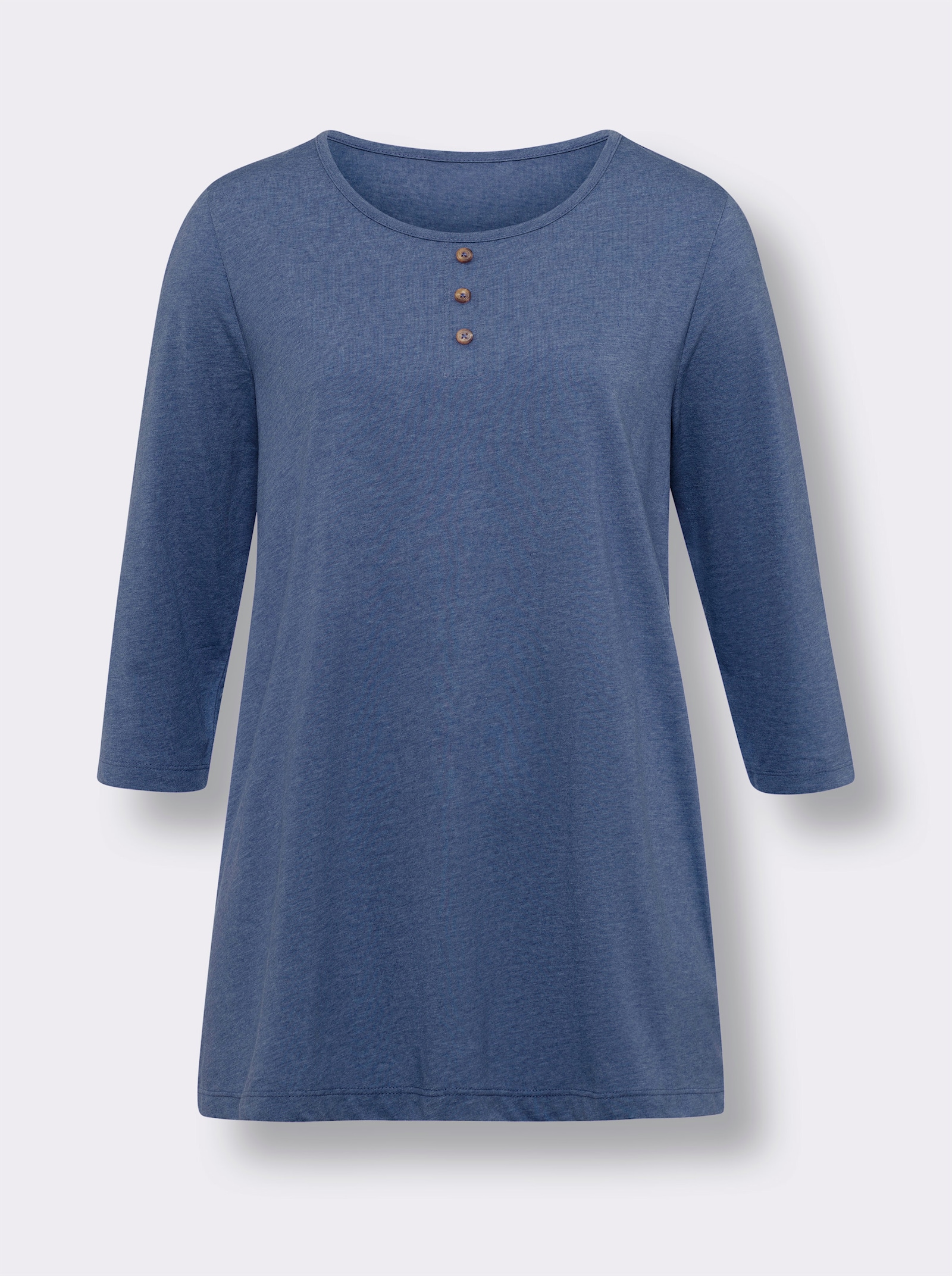 Longshirt mit 3/4-Ärmeln - royalblau-meliert