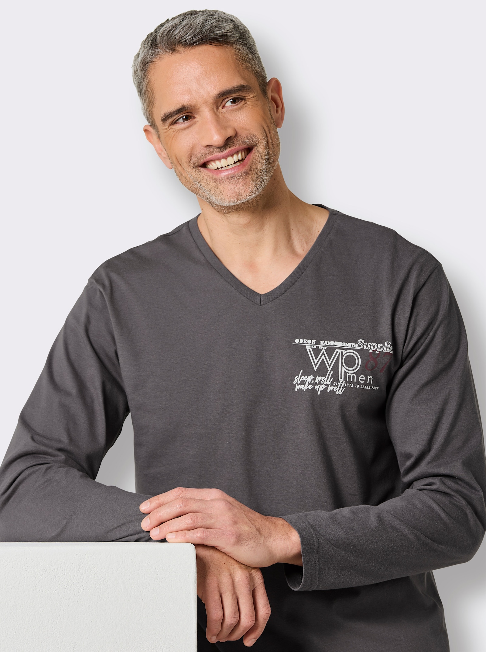 wäschepur men Schlafanzug-Shirt - anthrazit