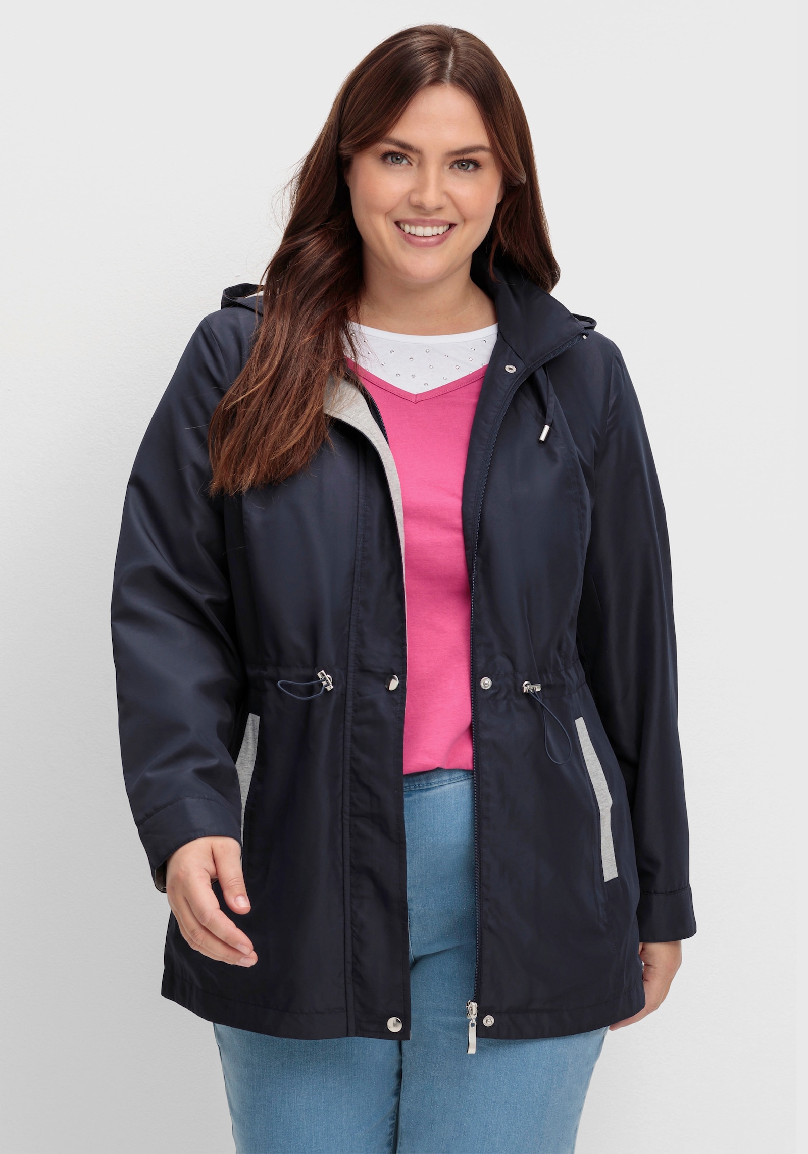 Freizeitjacke mit Tunnelzug in der Taille - marine