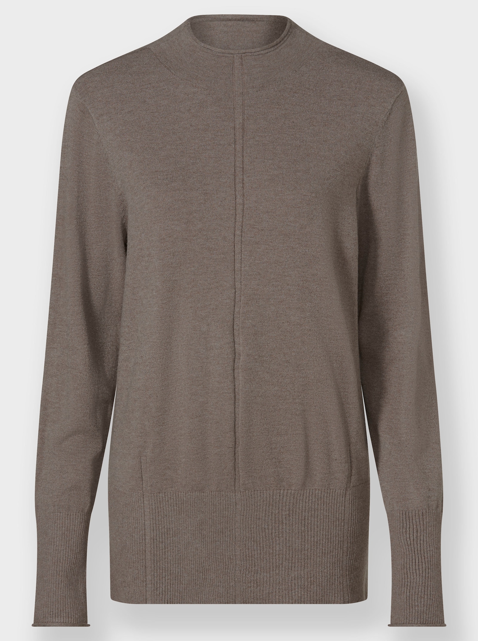 heine Strickpullover mit Stehkragen - taupe-meliert