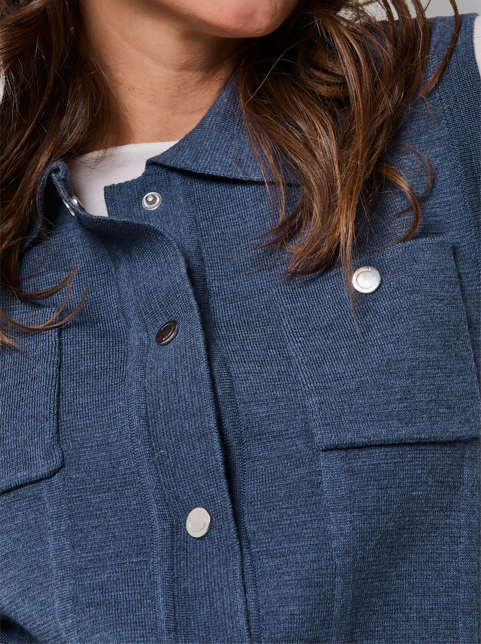 CREATION L PREMIUM Strickweste aus Wolle - rauchblau-meliert