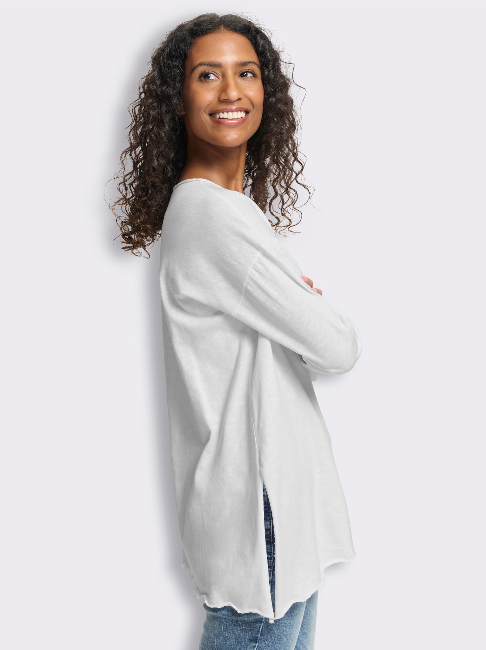 heine Langarmshirt zum Knoten - weiß