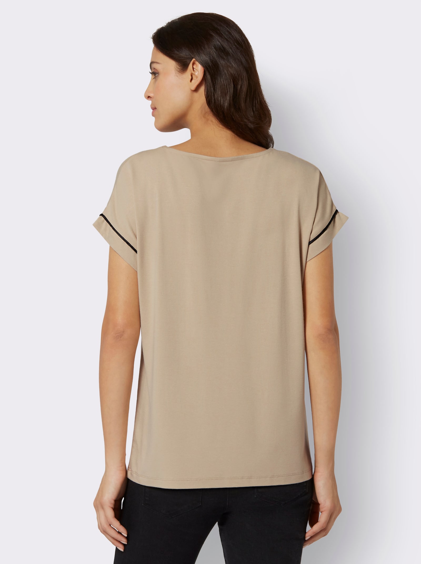 Kurzarmshirt mit Leo-Motiven - sand-bedruckt