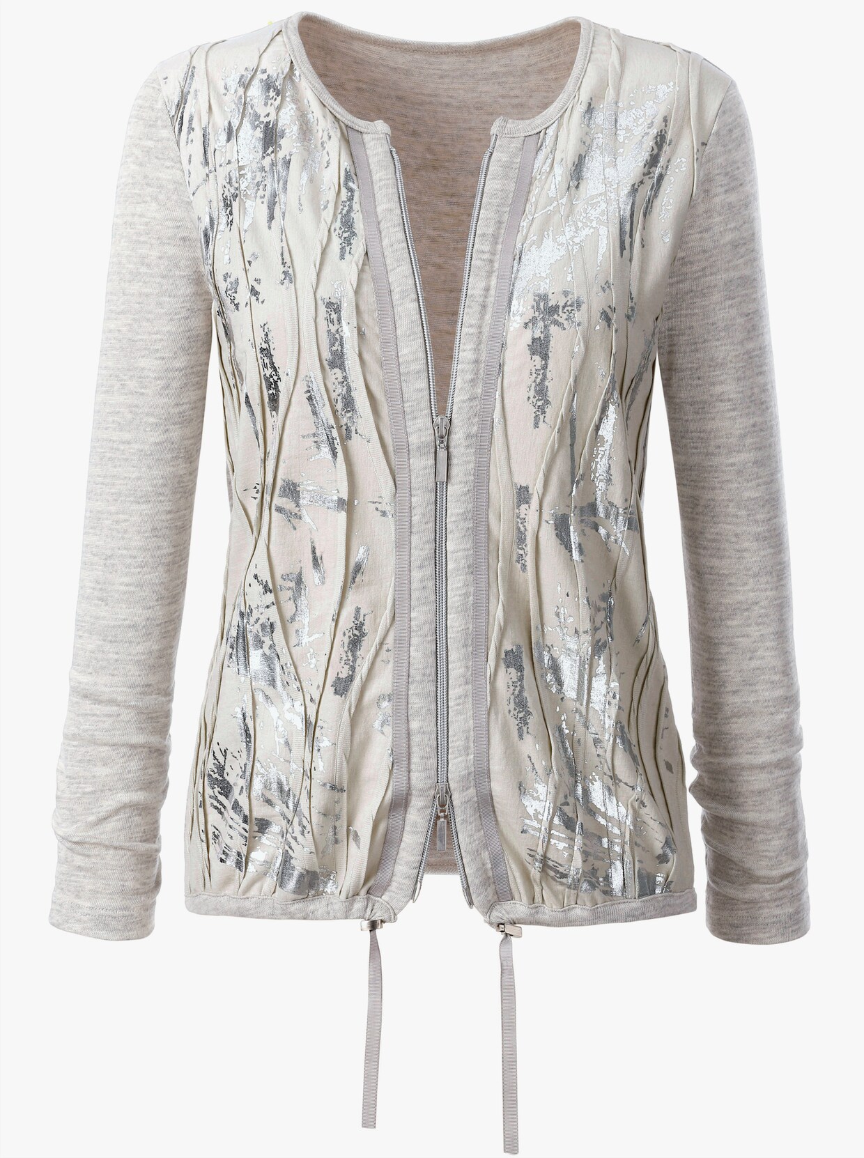 Shirtjacke - grau-meliert