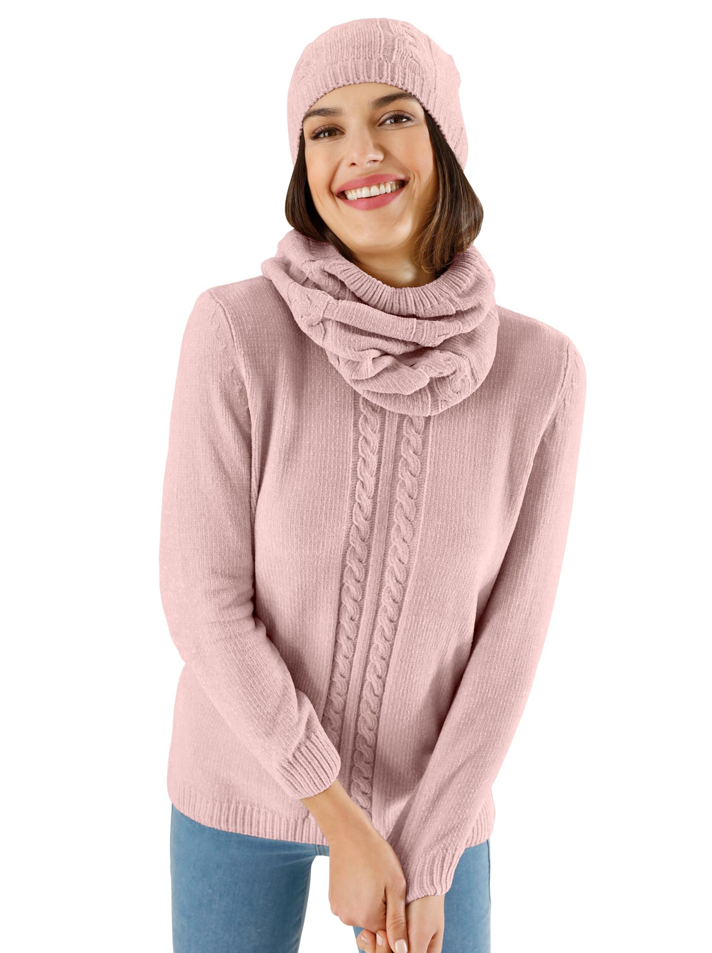 Set: Schal und Mütze - rosé