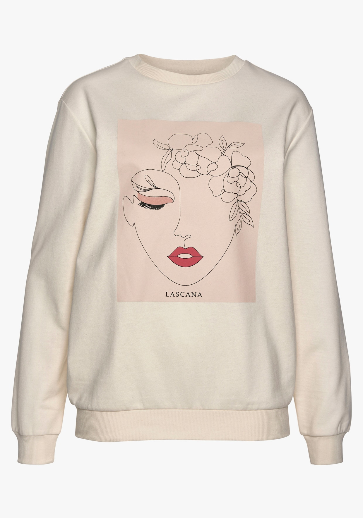LASCANA Sweat-shirt - beige clair-couleur ivoire-rose clair