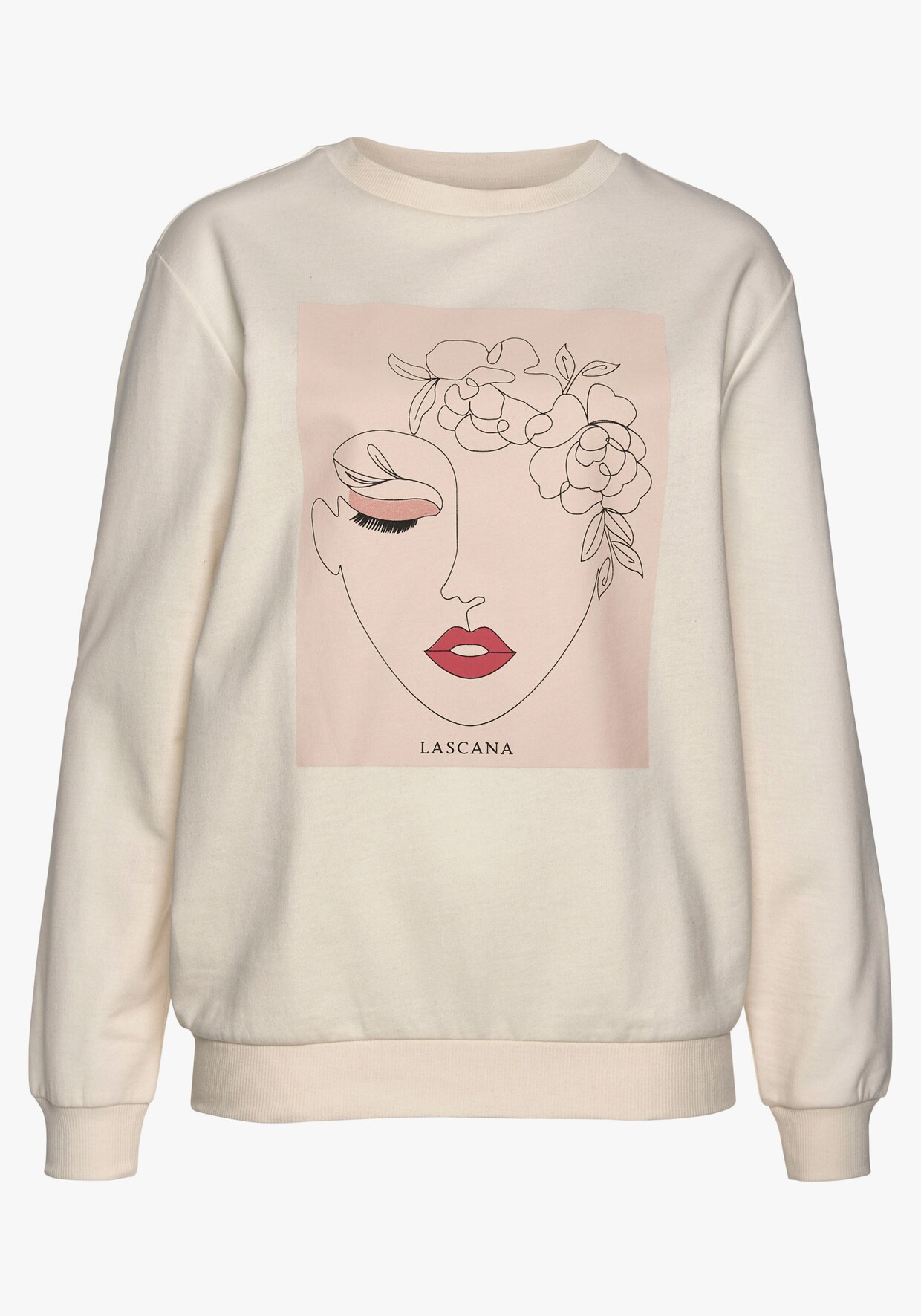 LASCANA Sweatshirt - beige clair-couleur ivoire-rose clair