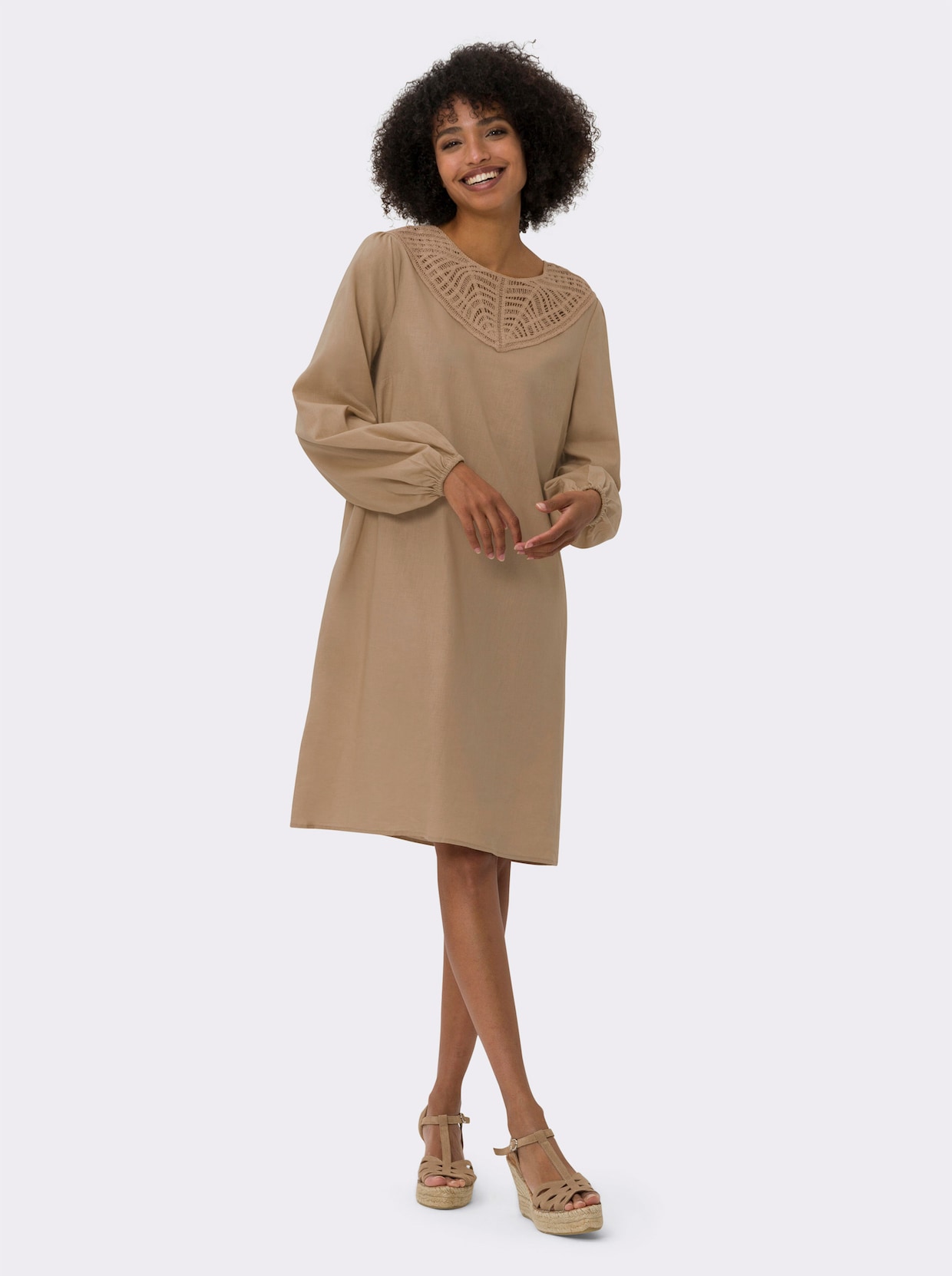 heine Robe évasée - couleur chamois