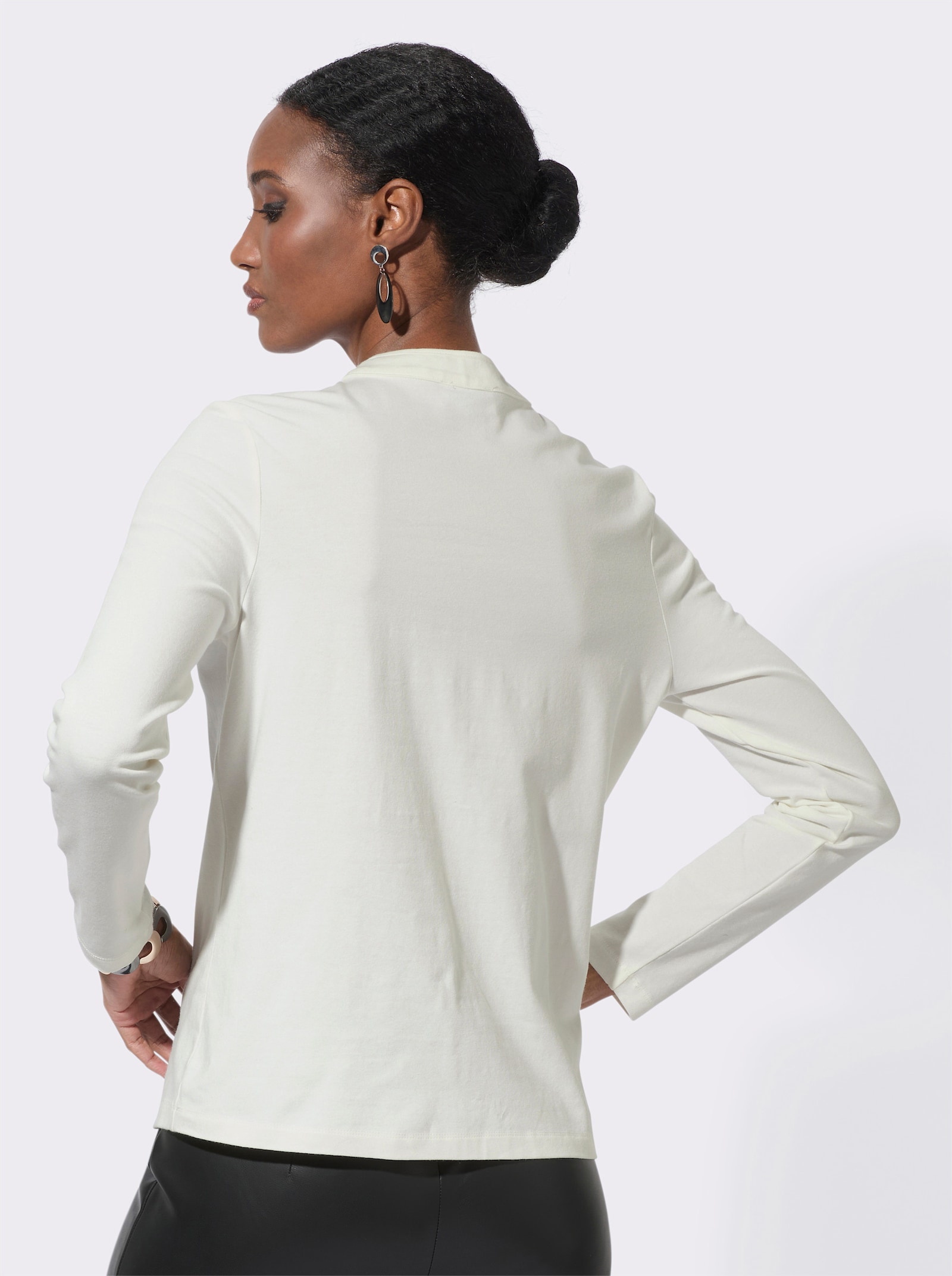 Shirt met lange mouwen en sierknopen - ecru