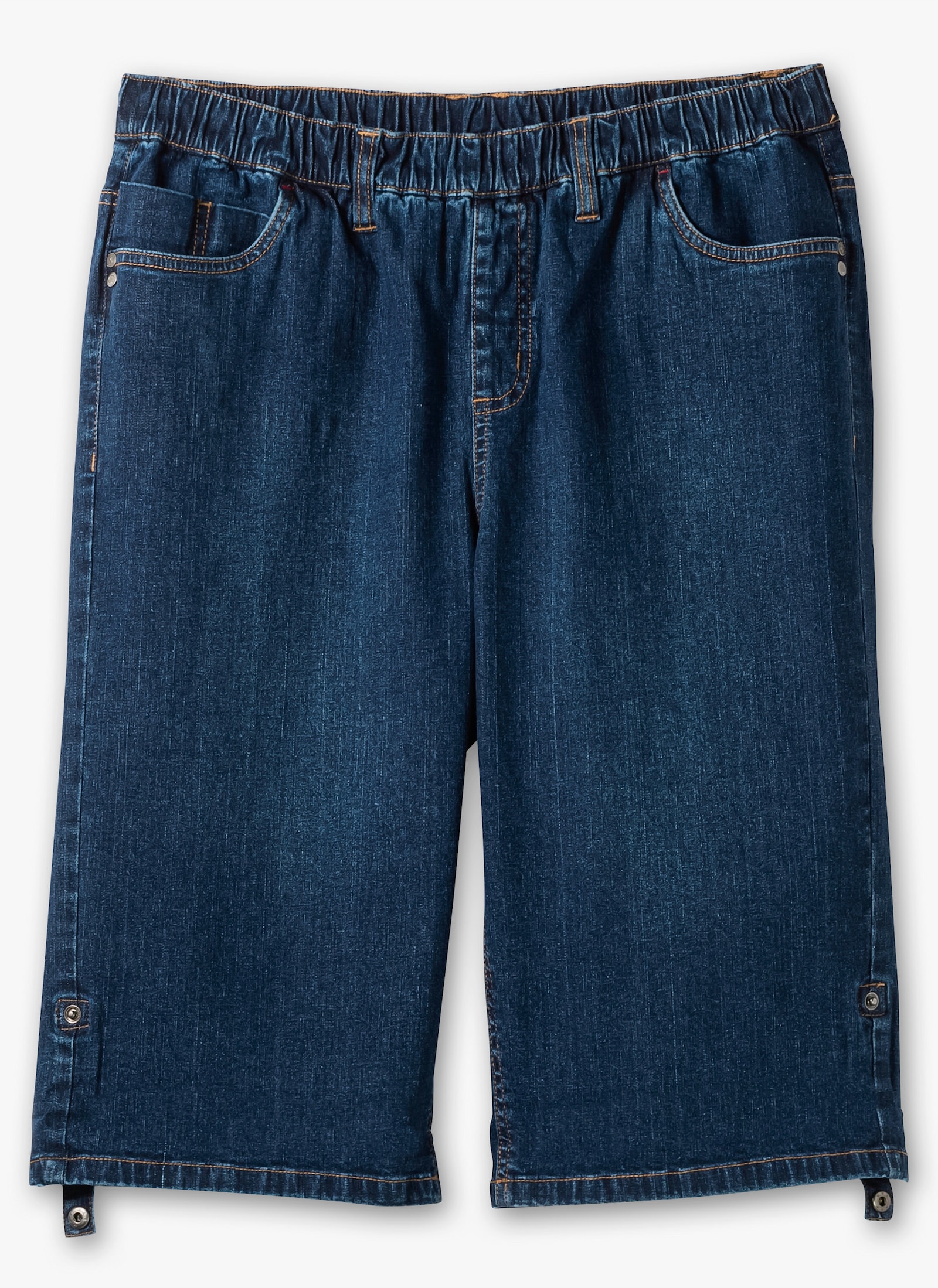 sheego Jeansbermuda met vaste omslag - blue denim