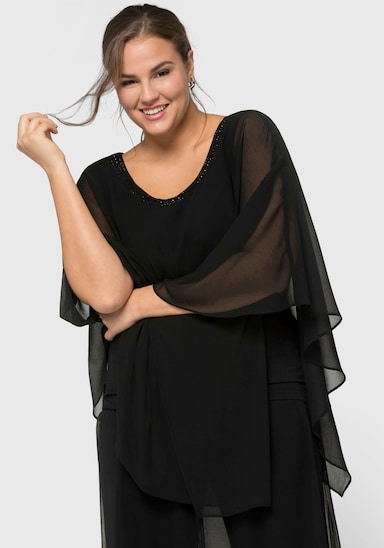 sheego Tunika in 2-in-1-Optik - schwarz