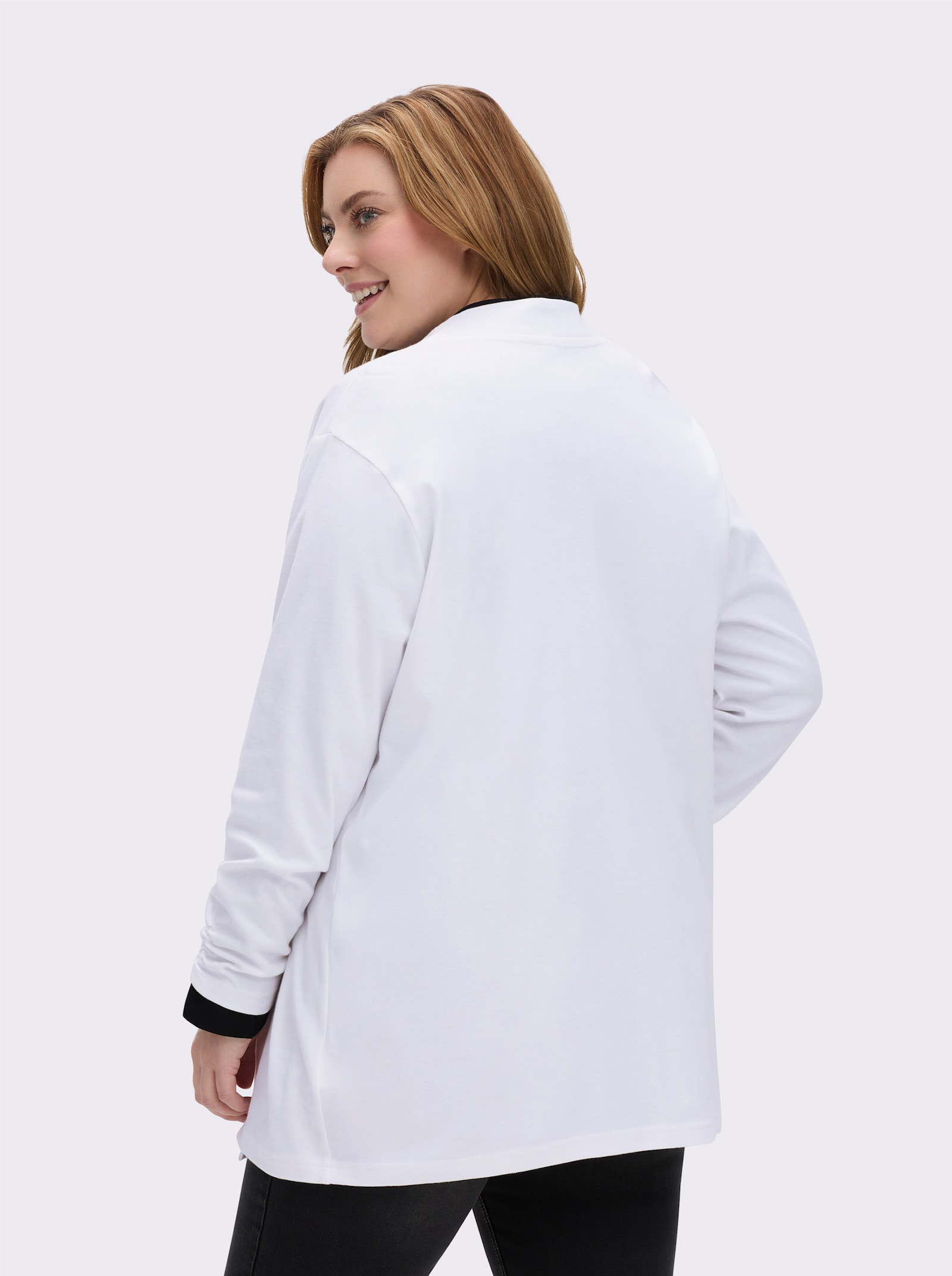 Shirtjacke mit Ärmel-Raffungen - weiß