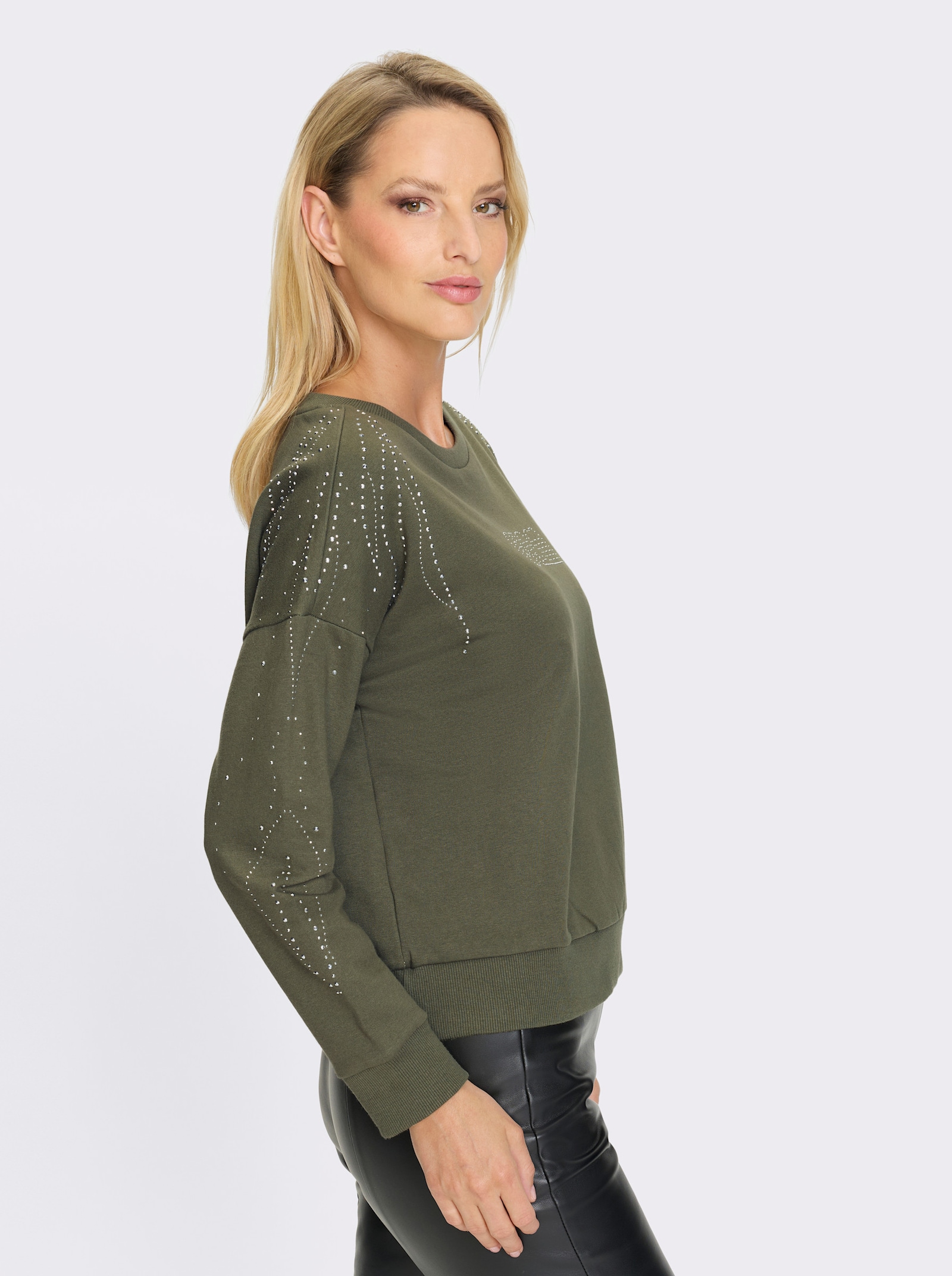 heine Sweatshirt avec détails brillants - kaki