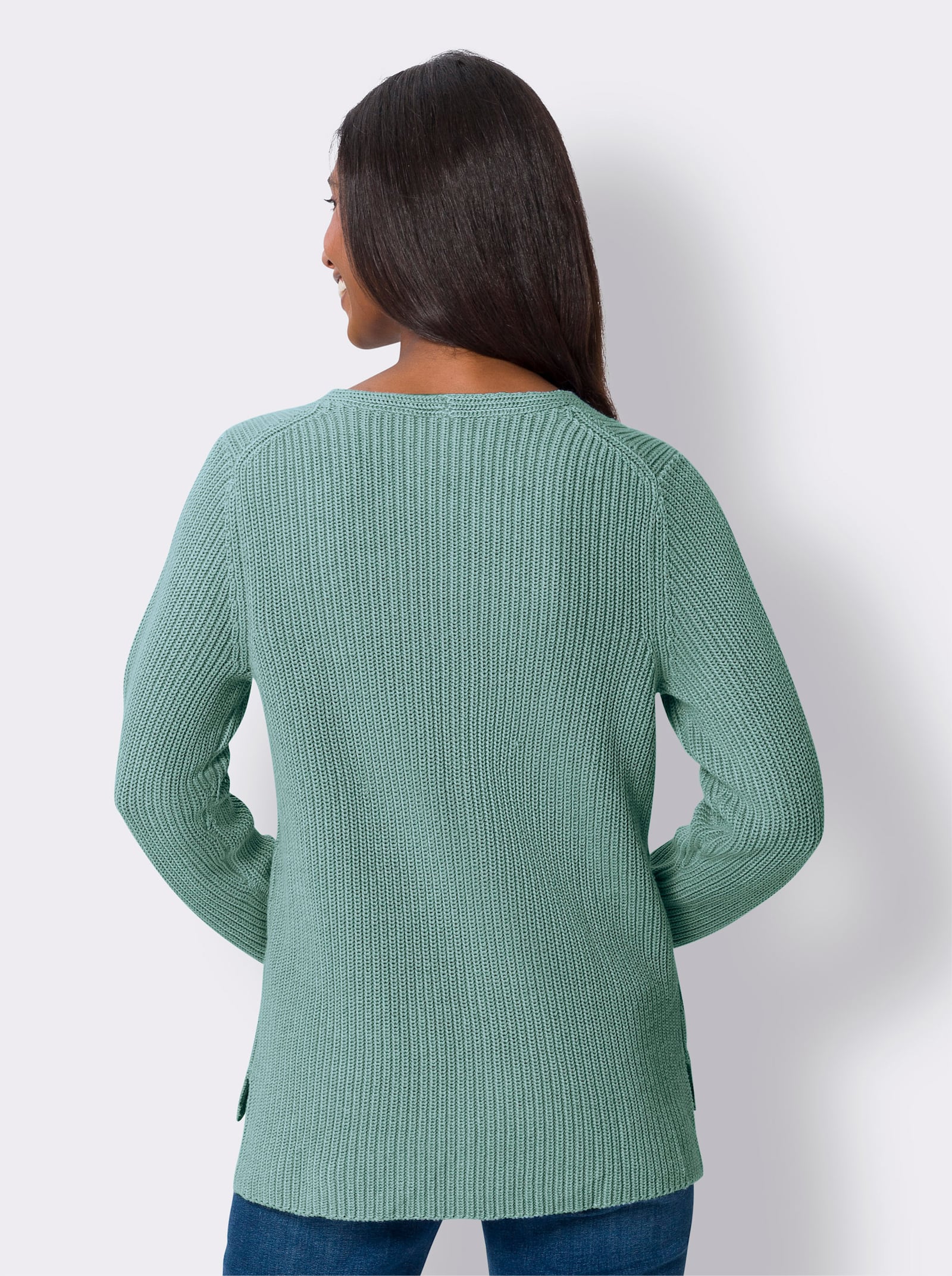 heine Pullover im Rippenstrick - salbei