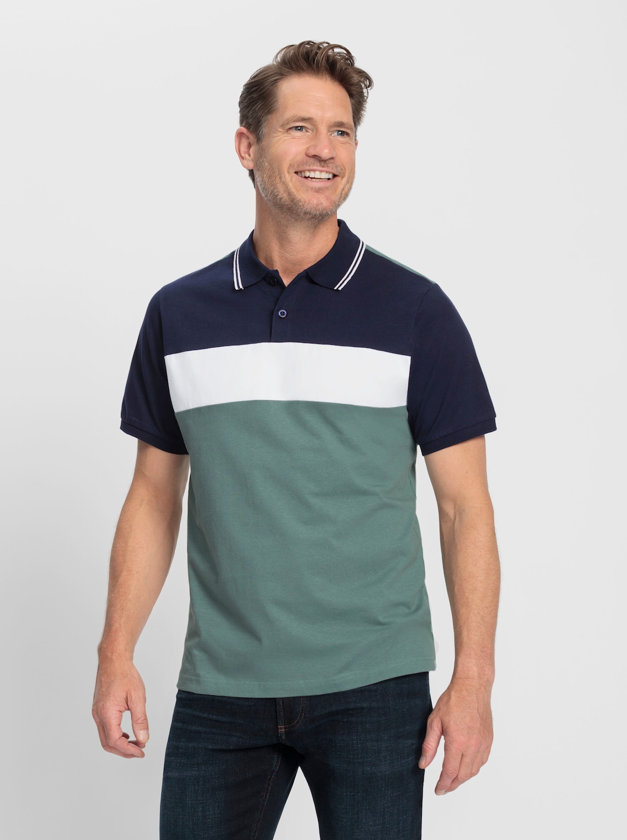 Catamaran Kurzarmshirt - marine-jade-weiß-gestreift