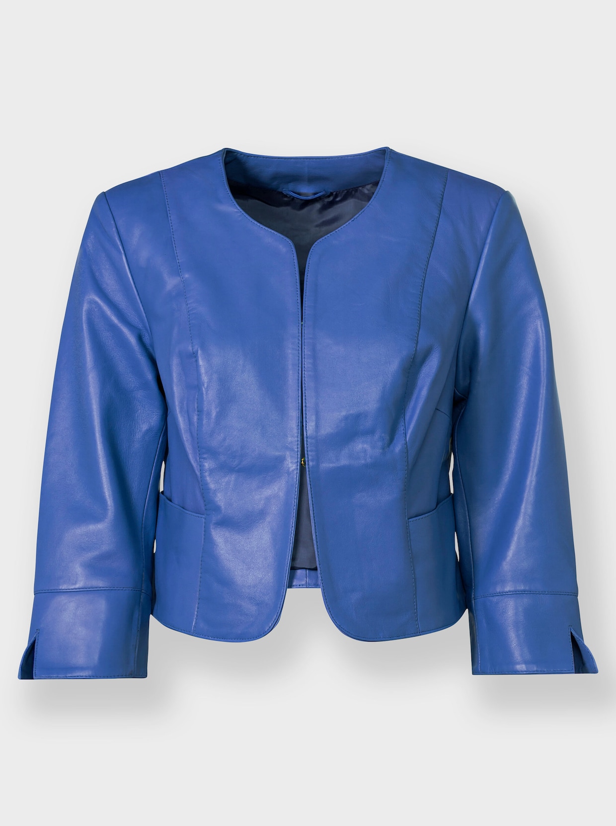 heine Leder-Jacke - royalblau