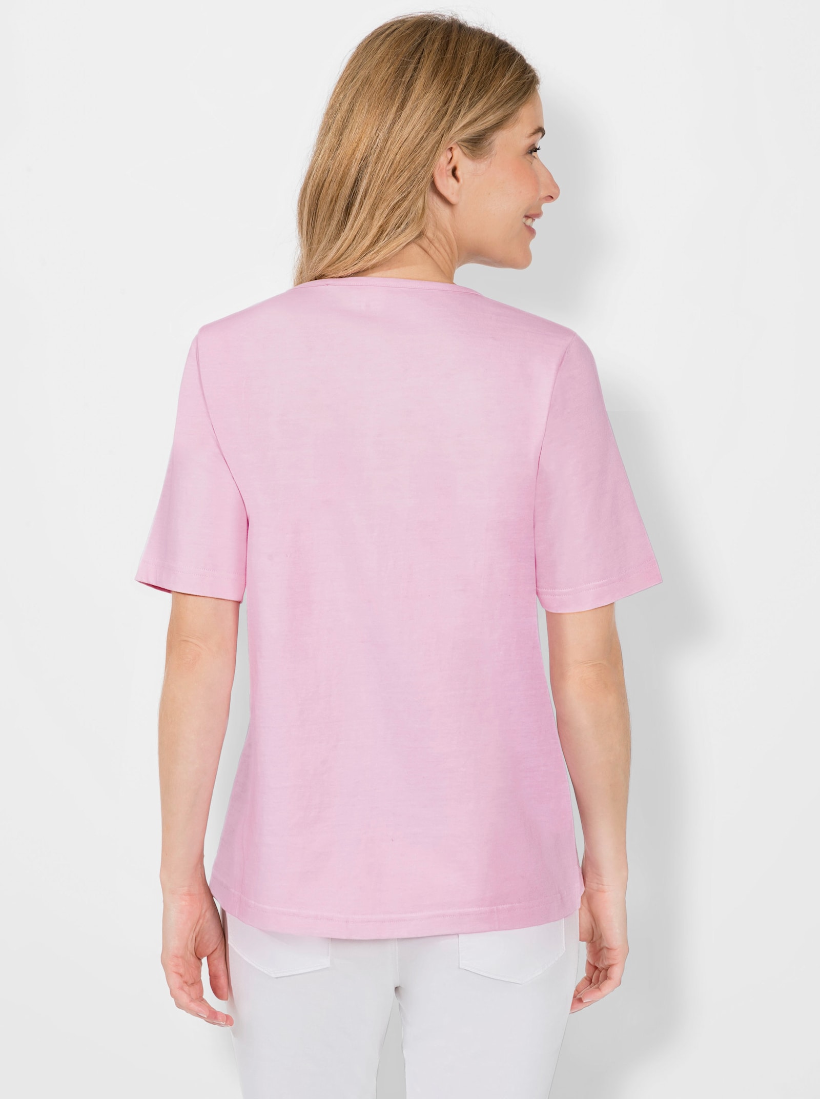 Print-Shirt aus reiner Baumwolle - rosé