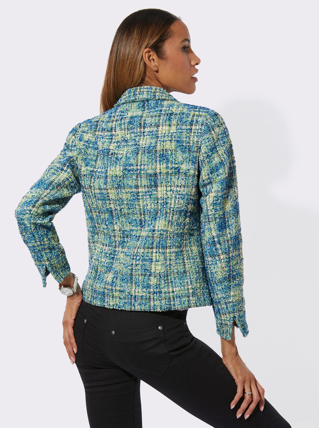 Bouclé-Blazer - champagner-apfel-gemustert