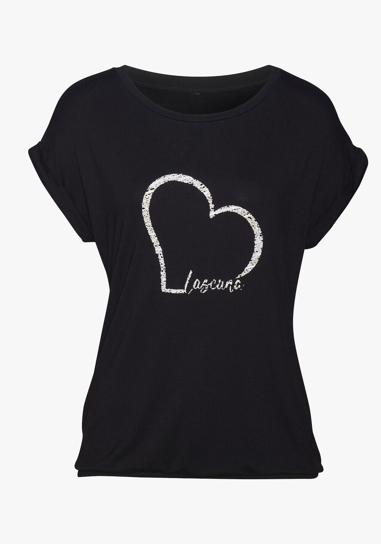 LASCANA Shirt met korte mouwen - zwart