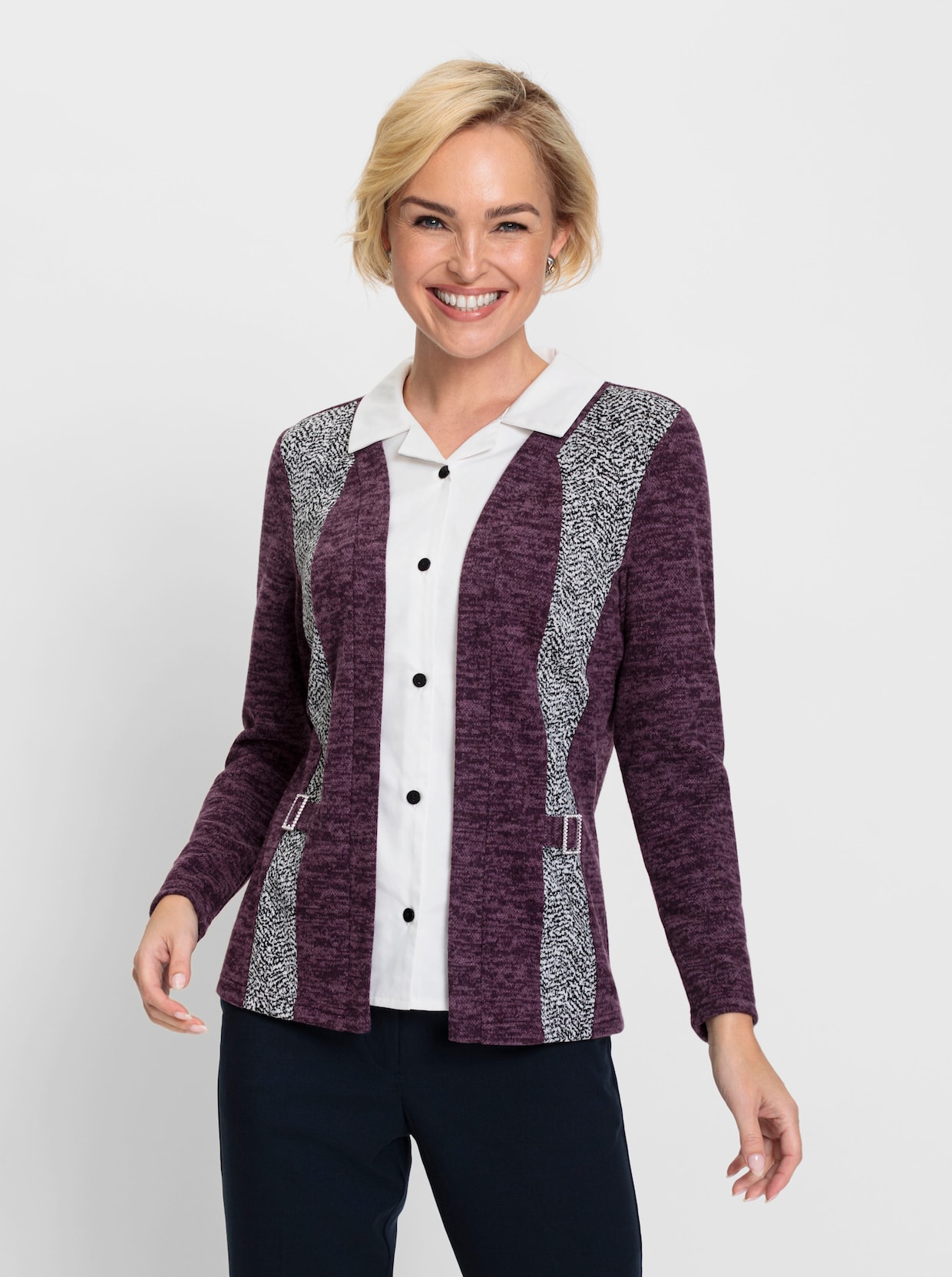 2-in-1-shirt - aubergine gemêleerd